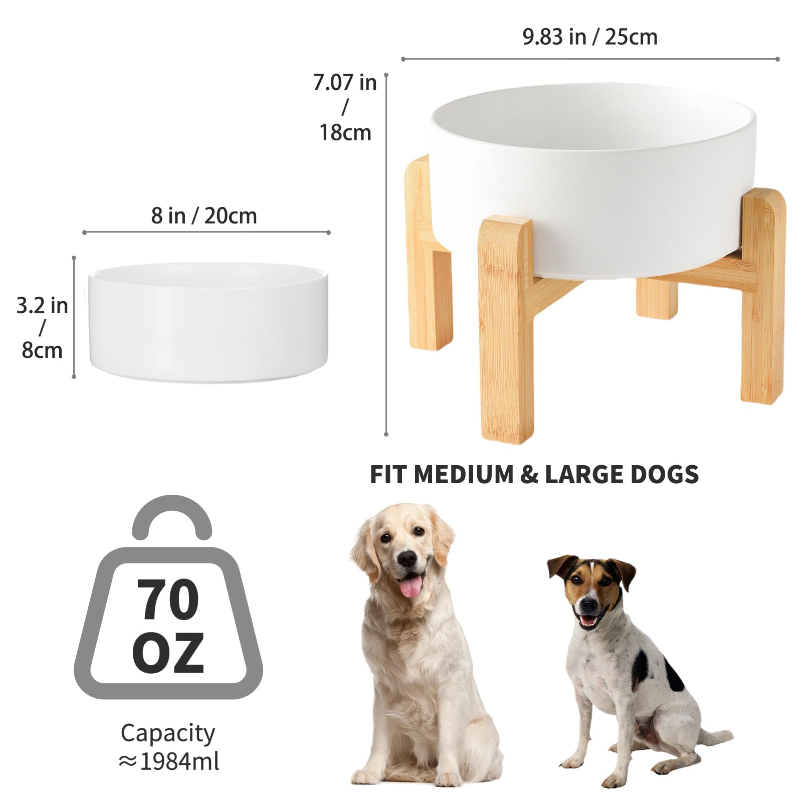 Bol Welloyed 70 oz offre une grande capacité pour nourriture et eau.