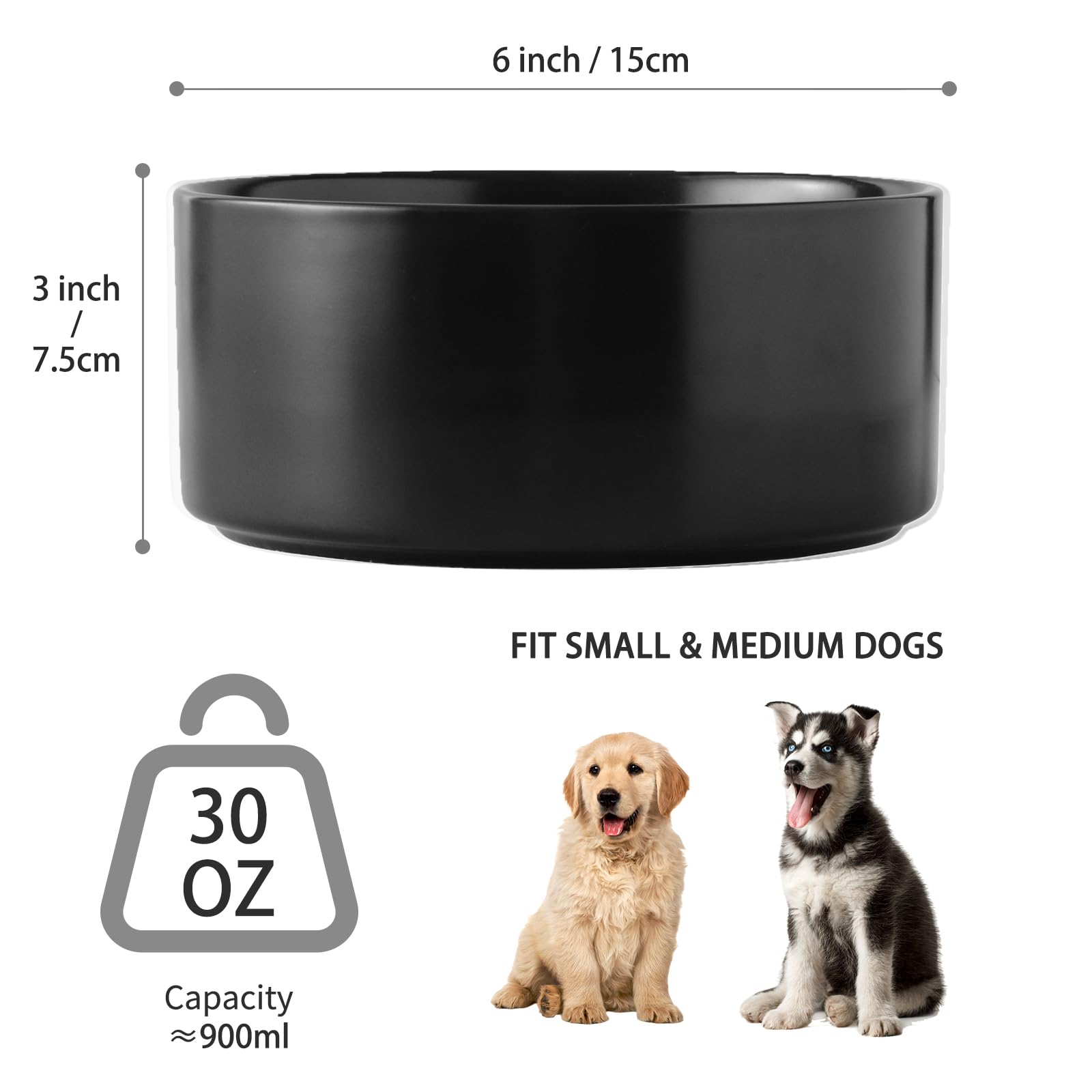 Welloyed bol chien ceramique 6 pouces finition matte et design discret