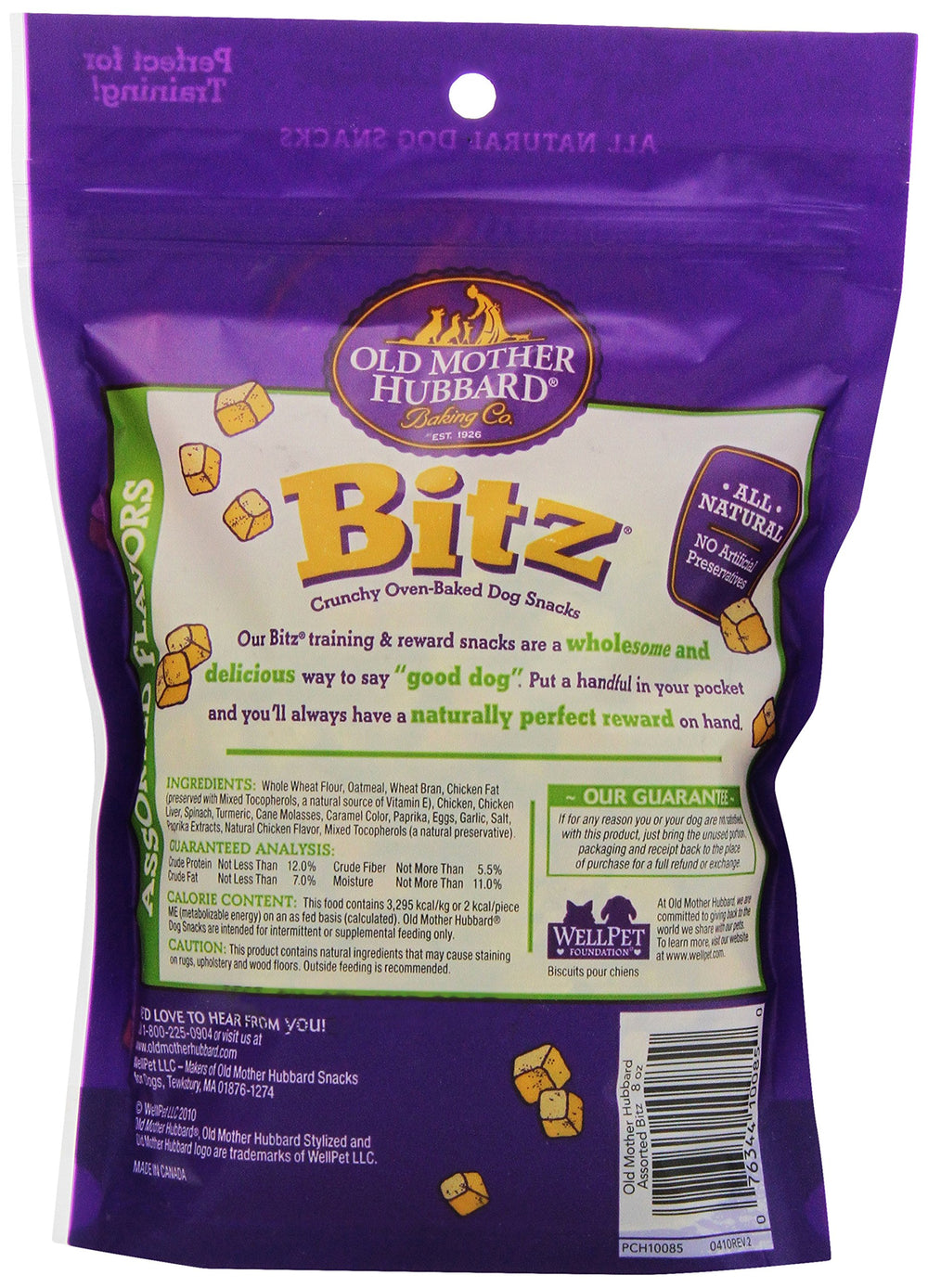 Texture croquante et saveurs variées avec Wellpet Bitz, idéale pour les entraînements.