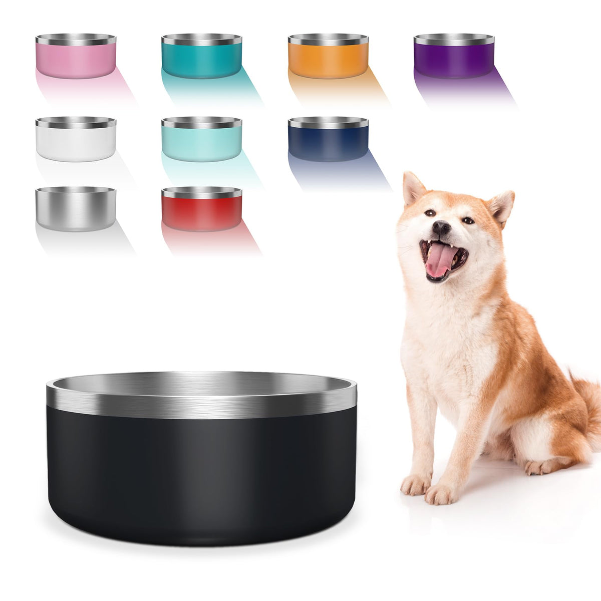 Bol WENBOKMIN en inox 304, robuste pour nourriture et eau.