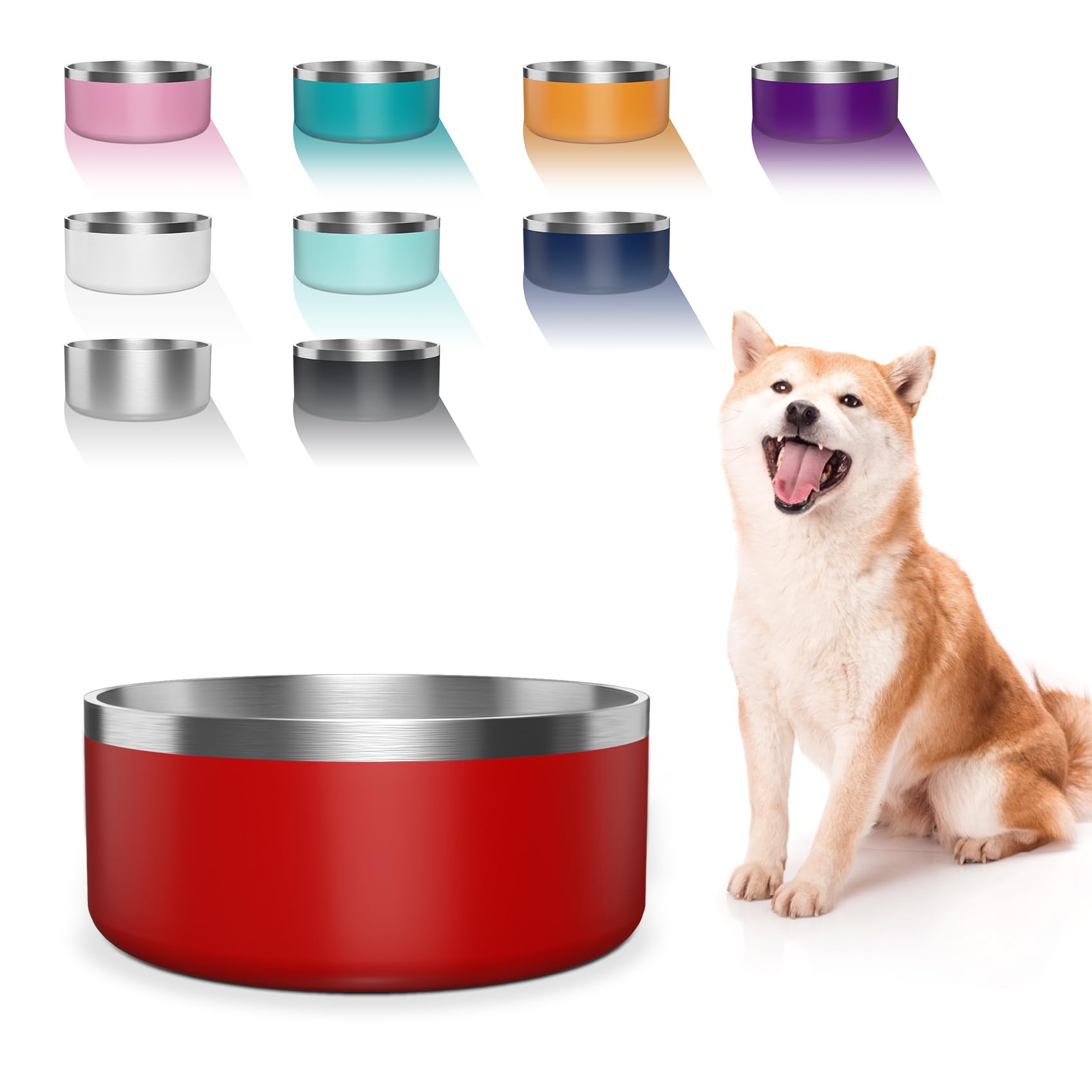 Bol Wenbokmin en inox 64oz rouge, durable et facile à nettoyer.