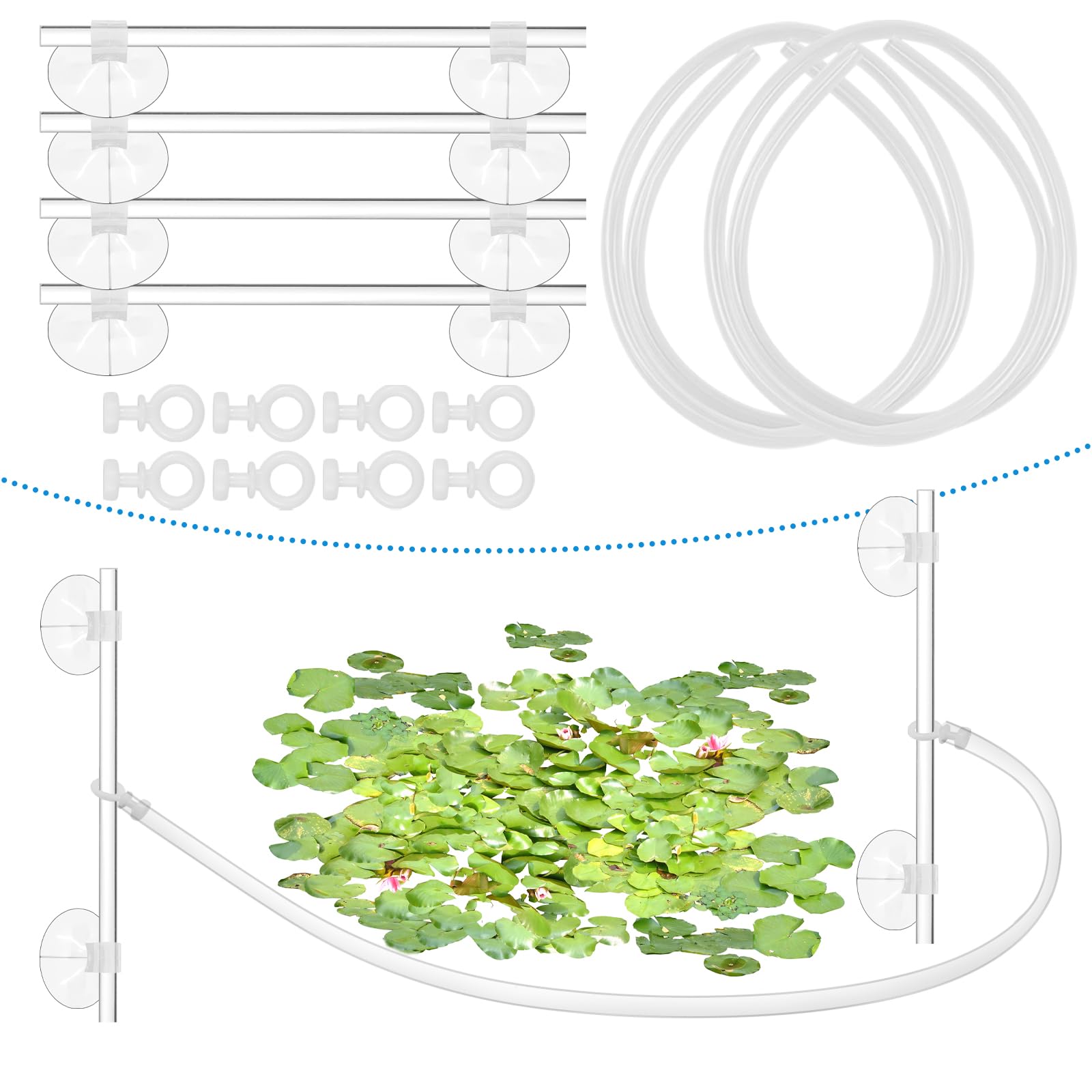 Barrière Wensdr pour plantes flottantes dans l'aquarium, organise l'espace et facilite le nettoyage.