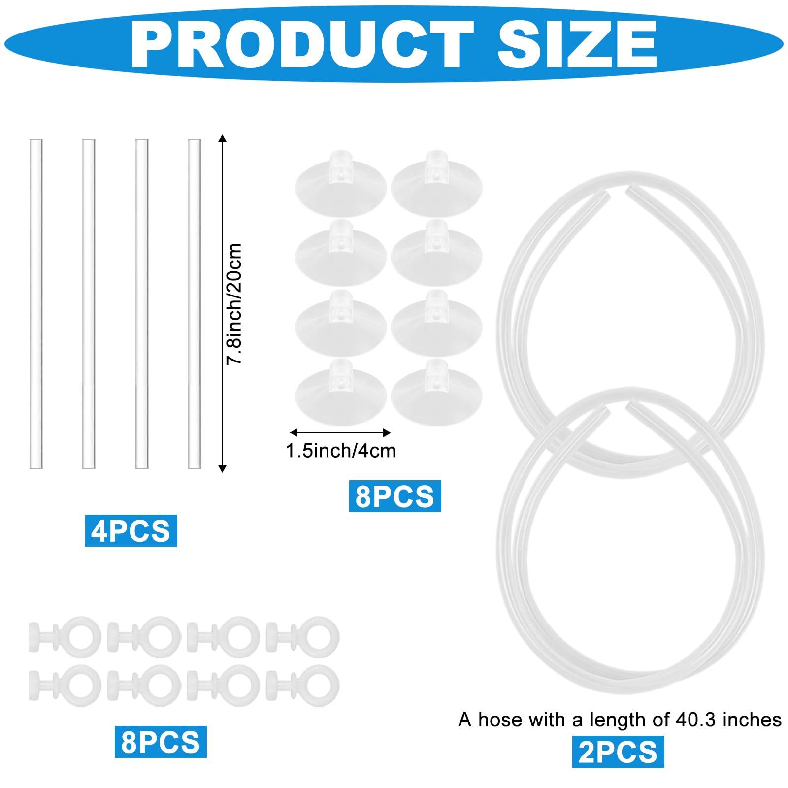 Tiges acryliques Wensdr pour barrière de plantes flottantes, hauteur ajustable.