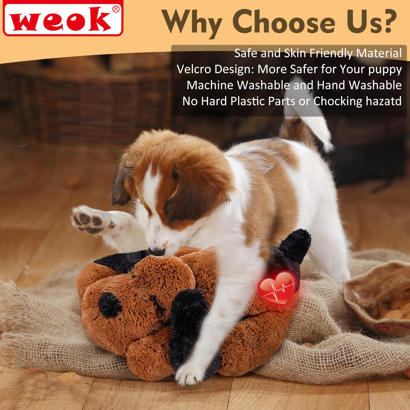 WEOK peluche chien sommeil tranquille pour un repos réparateur.