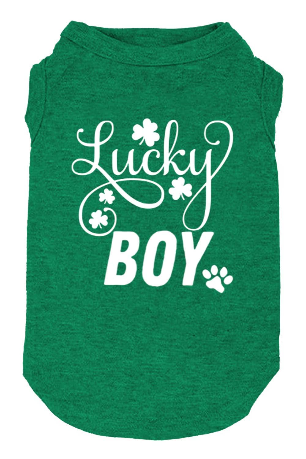 Veste pour chien Weokwock Lucky Boy avec imprimé trèfle, idéale pour sorties quotidiennes.