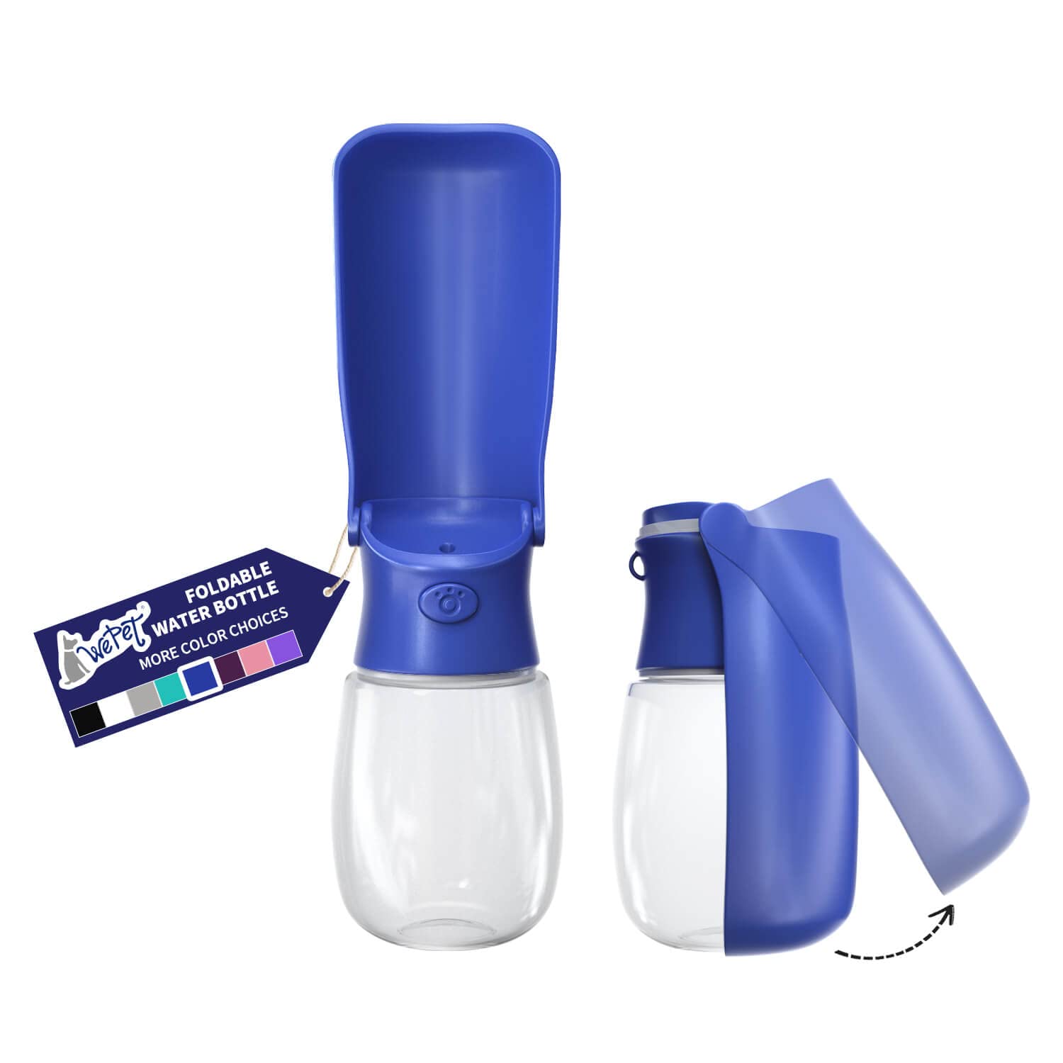 WePet bouteille d'eau pliable pour chien 12oz prête pour les promenades et balades.