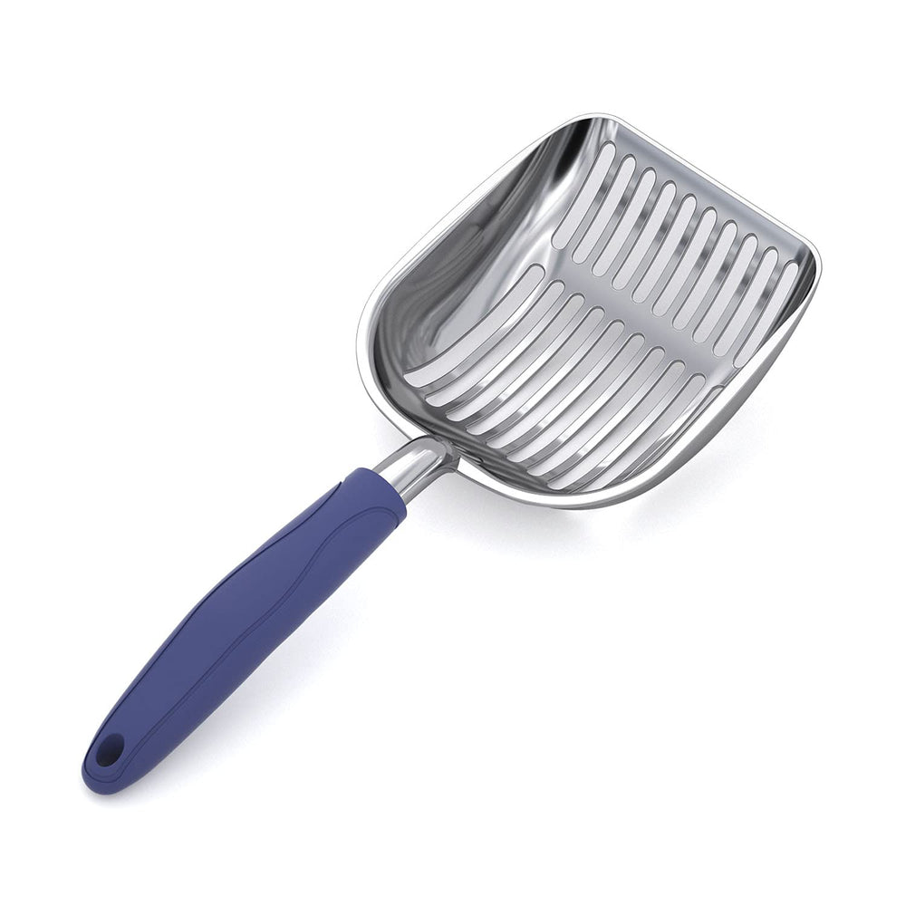 WePet pelle-litiere aluminium bleu: manipulation facile pour un nettoyage rapide.