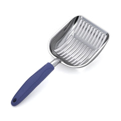 WePet pelle-litiere aluminium bleu: manipulation facile pour un nettoyage rapide.