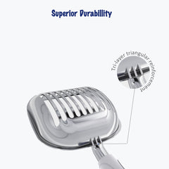 WePet pelle-litière aluminium-bords-lisses, surface agréable et facile à nettoyer après usage.