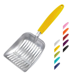 WePet pelle à litière en aluminium jaune avec long manche, pratique pour atteindre les coins du bac.