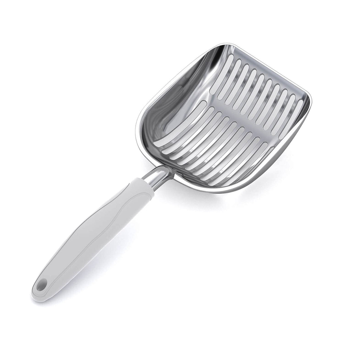 WePet pelle-litière aluminium-poignée longue, pratique pour éviter les éclaboussures et rester loin des déjections.