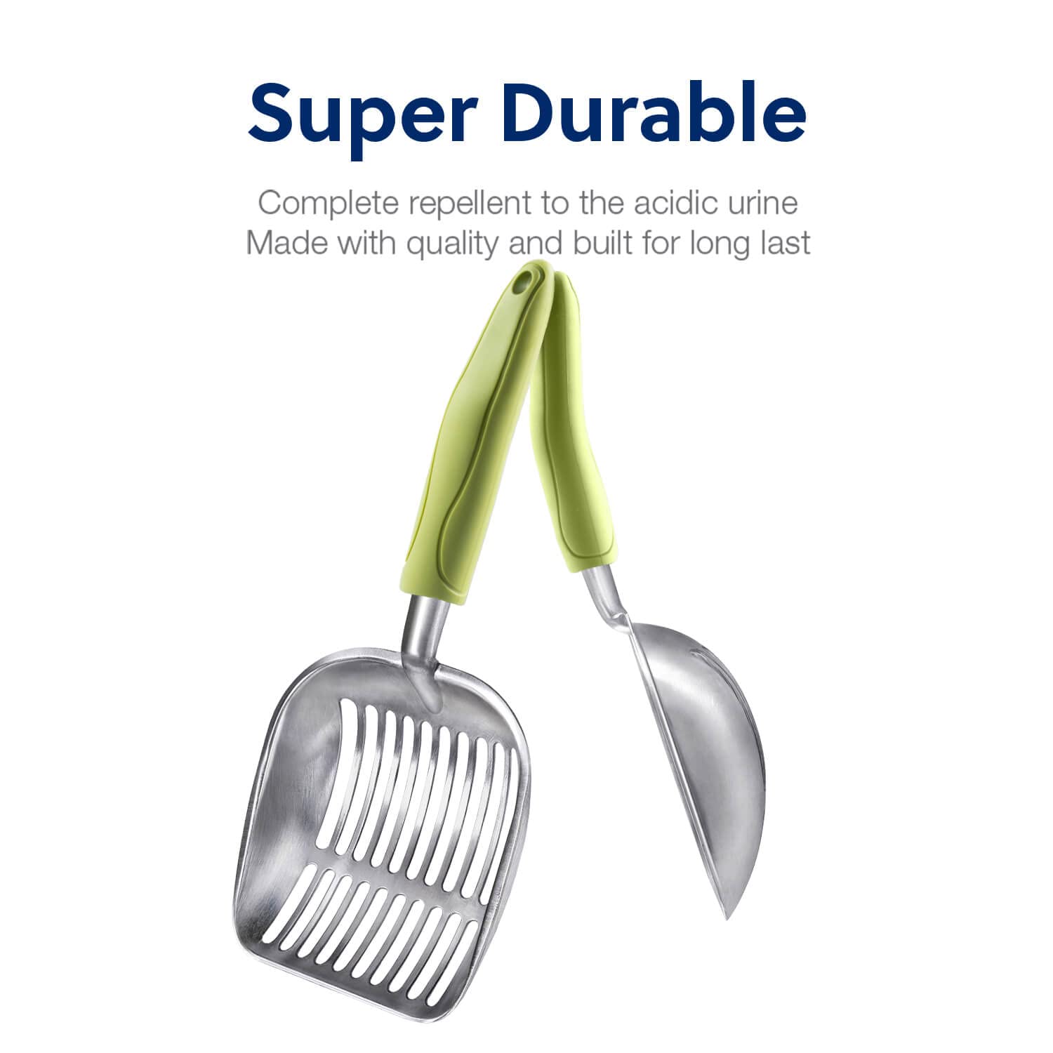 WePet pelle-litiere anti-rouille, corps aluminium durable et facile a entretenir.