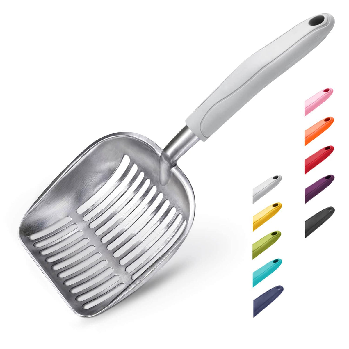 WePet pelle-litiere-chat-aluminium, solide et légère pour nettoyage facile.