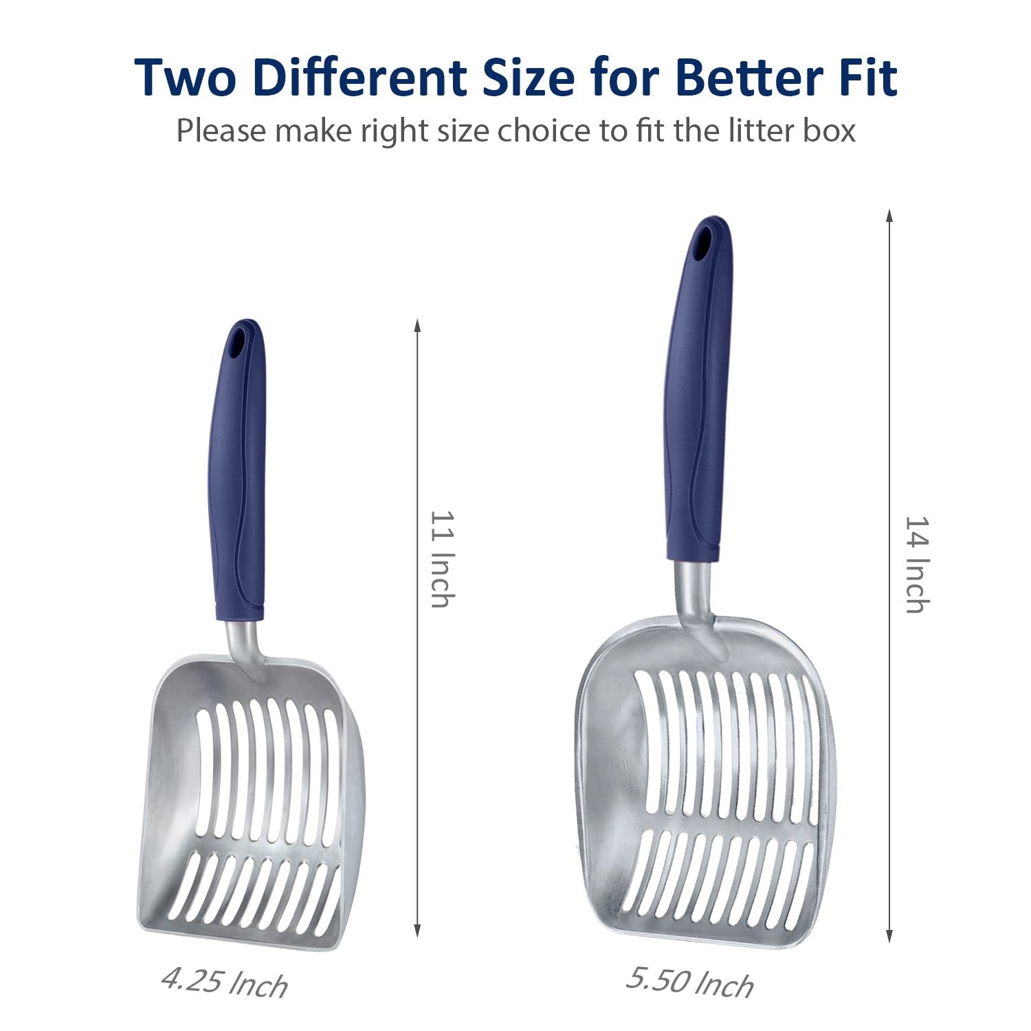 WePet pelle aluminium bleu avec bord tranchant efficace pour défaire les amas.