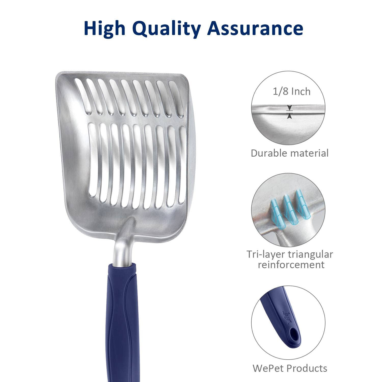 WePet pelle aluminium bleu, facile à nettoyer et résistant à la corrosion.