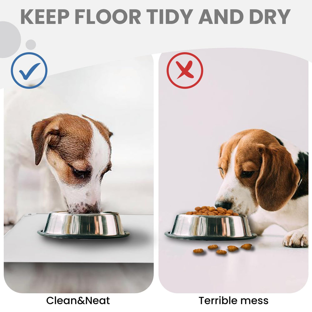 WePet tapis bord élevé retient nourriture et eau pour plusieurs bols.