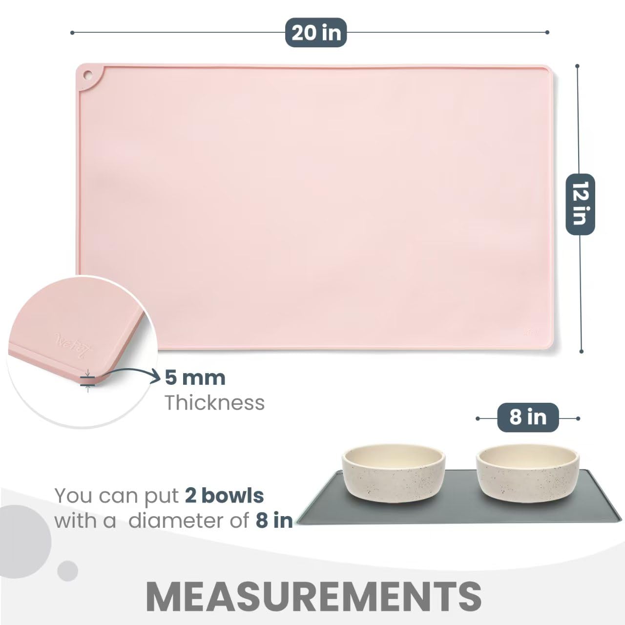 WePet Tapis imperméable en silicone, protège le sol des éclaboussures.