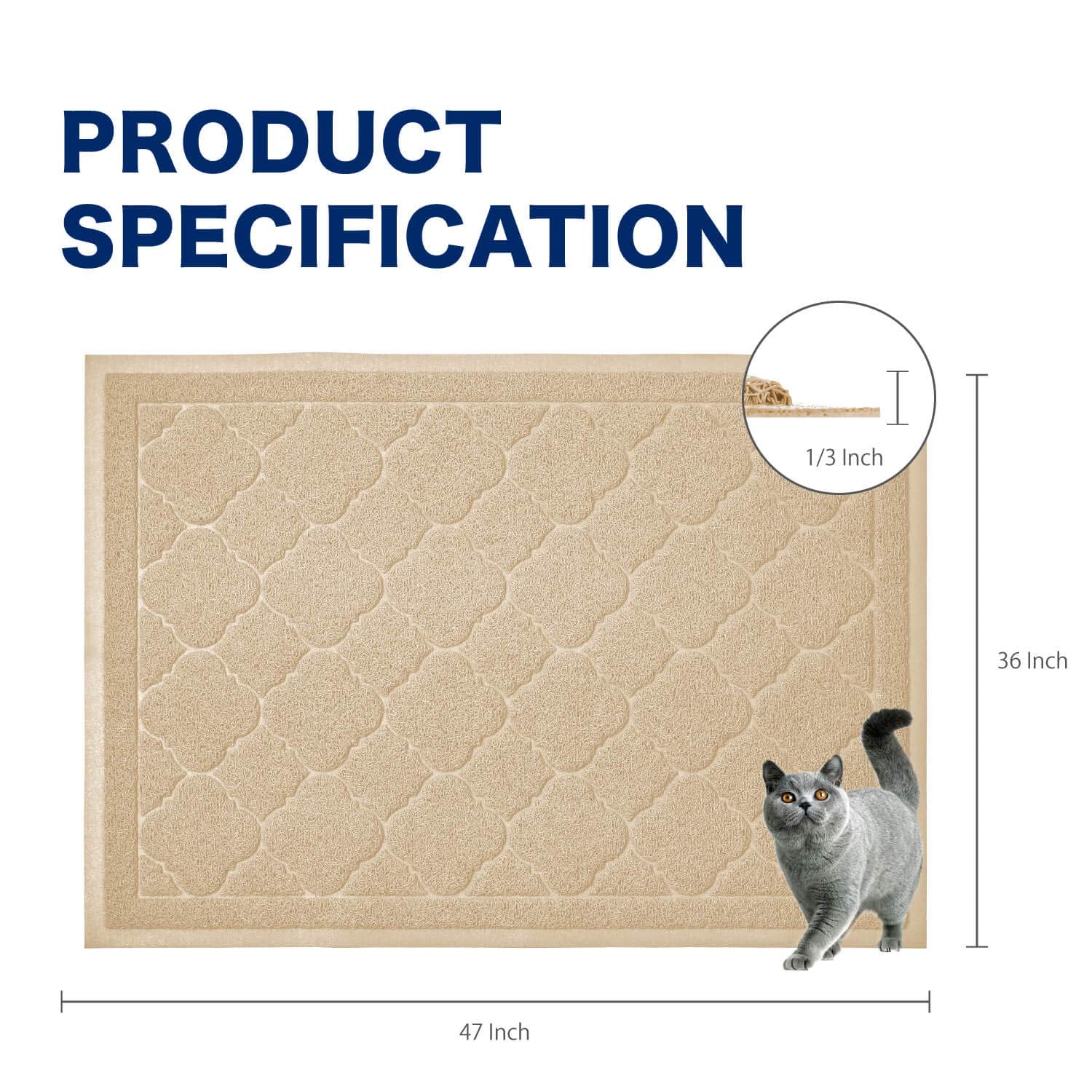 WePet tapis litière chat beige XXL — réseau de grille profond retient davantage de litière.