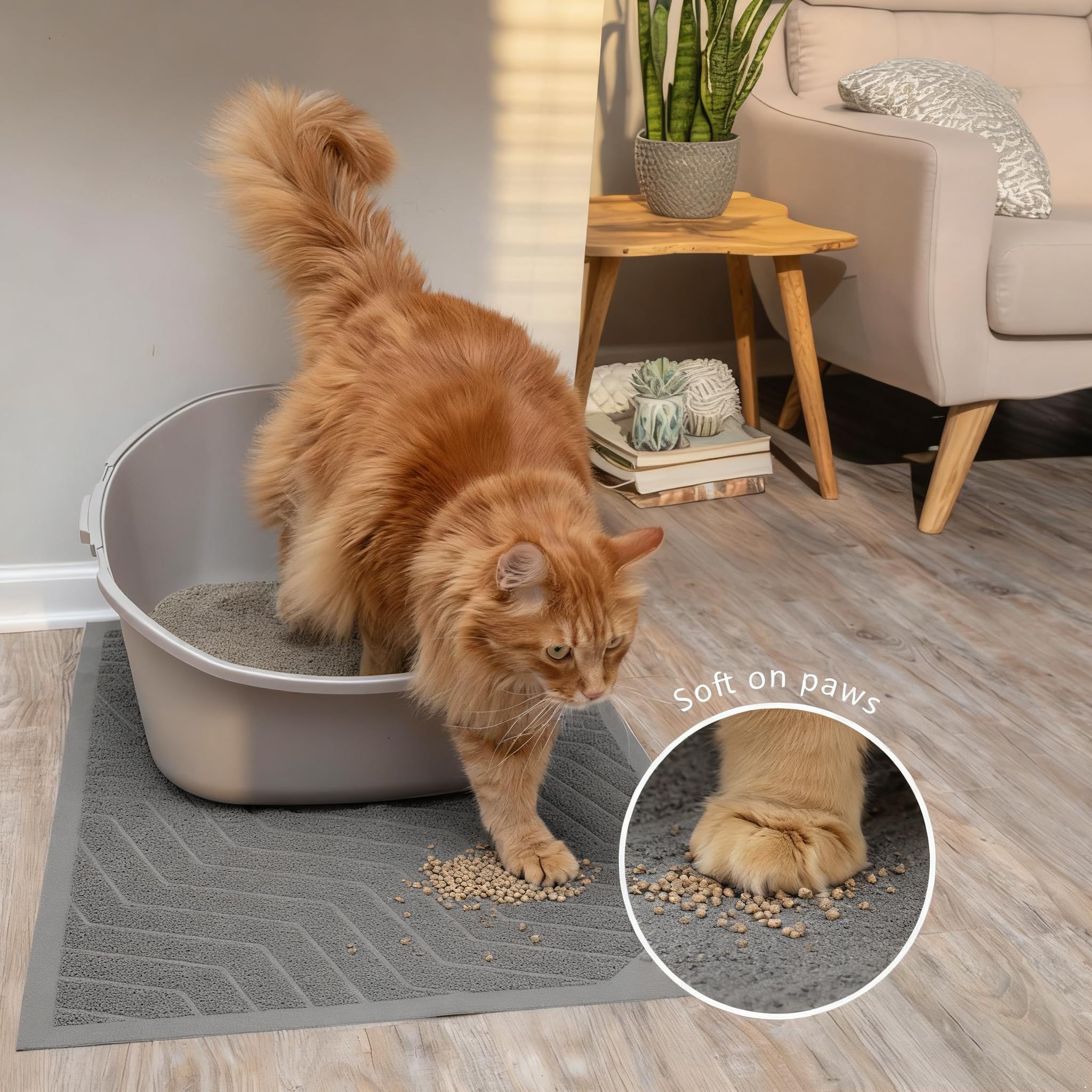 WePet tapis-litière gris XXL anti-derapant reste en place même sur sol mouillé