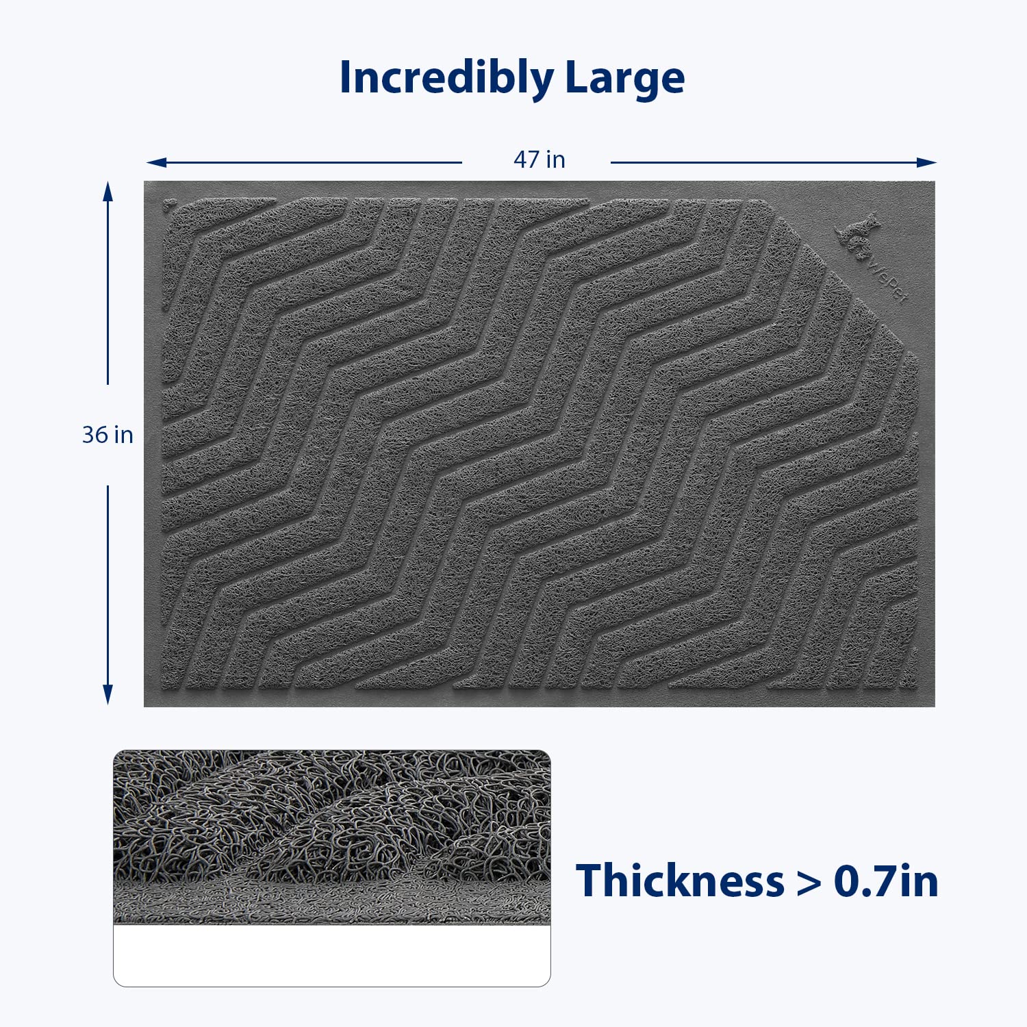 WePet tapis-litière gris XXL douceur-pattes confortables pour votre chat