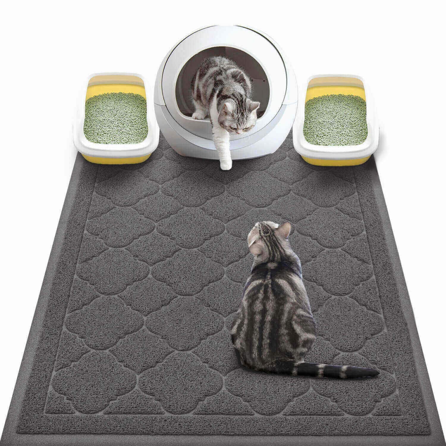 WePet tapis litière chat XXL noir, bloque les éclaboussures et garde le sol propre.