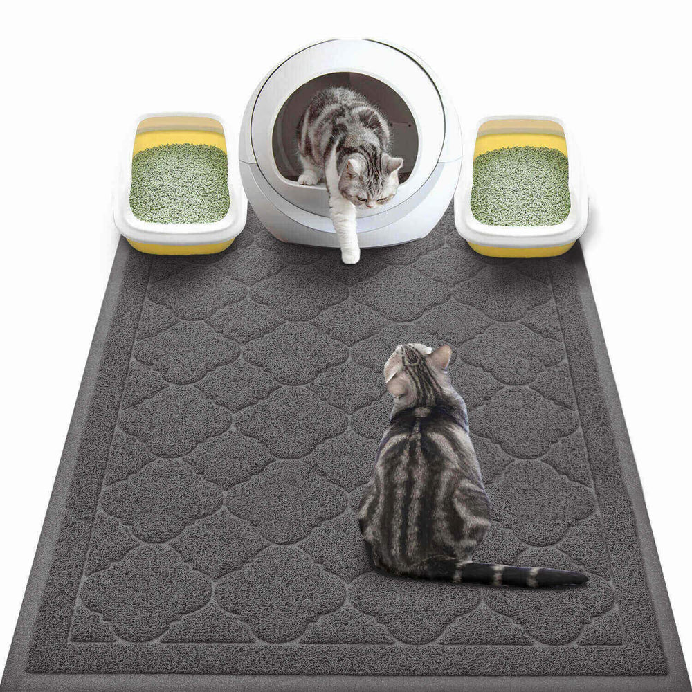 WePet tapis litière chat XXL noir, bloque les éclaboussures et garde le sol propre.