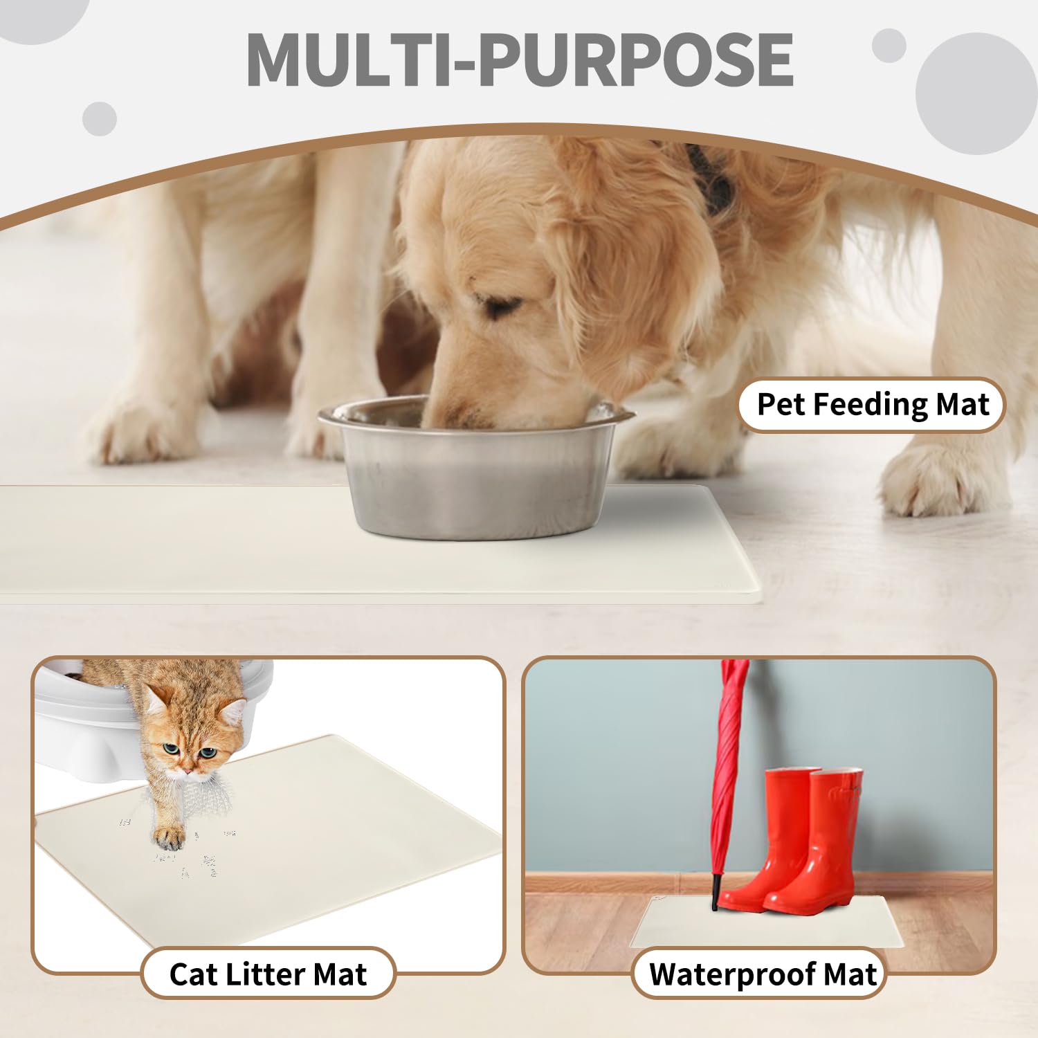 Tapis WePet compatible lave-vaisselle, entretien facile.