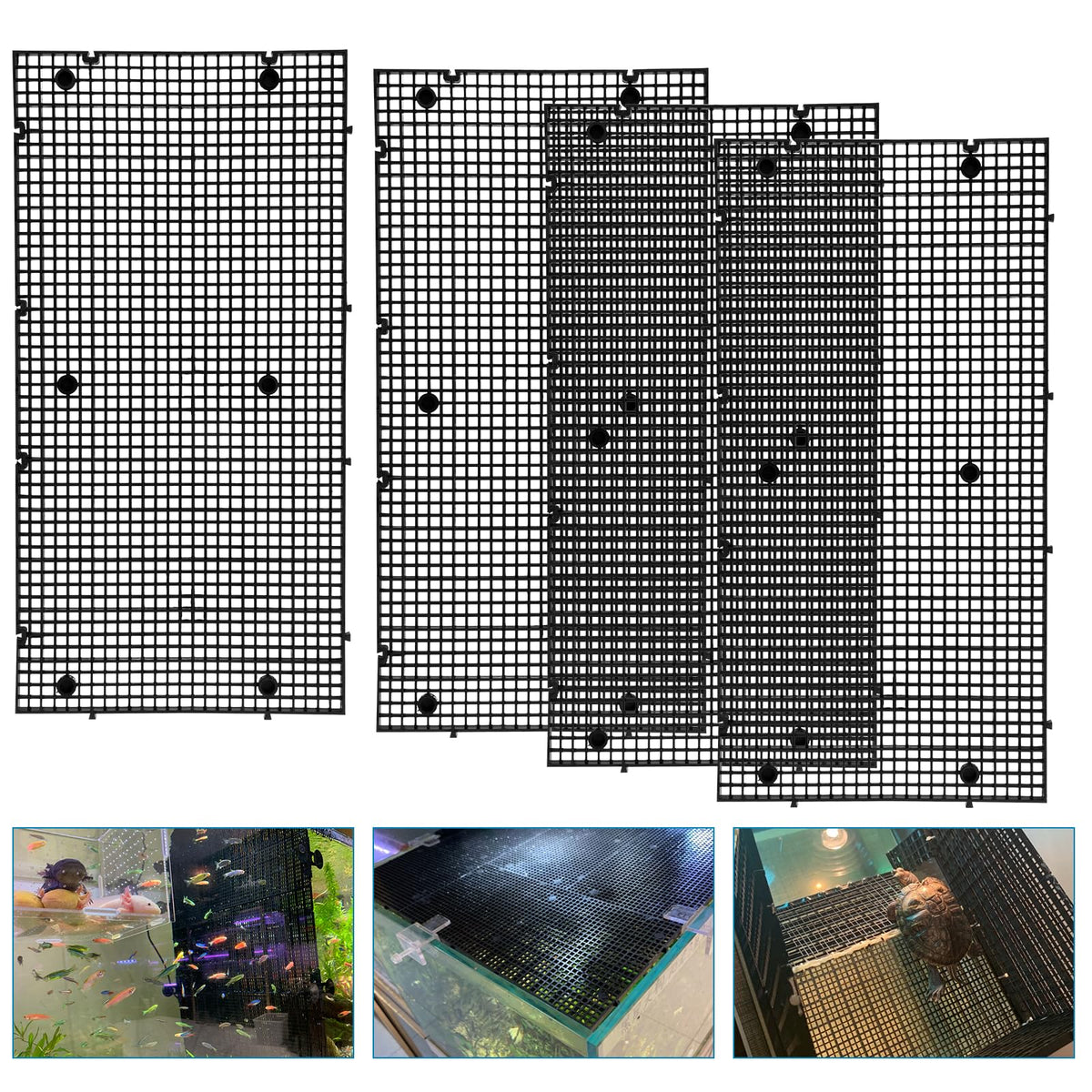Weramics diviseur d’aquarium, grille plastique noir, séparation pratique.