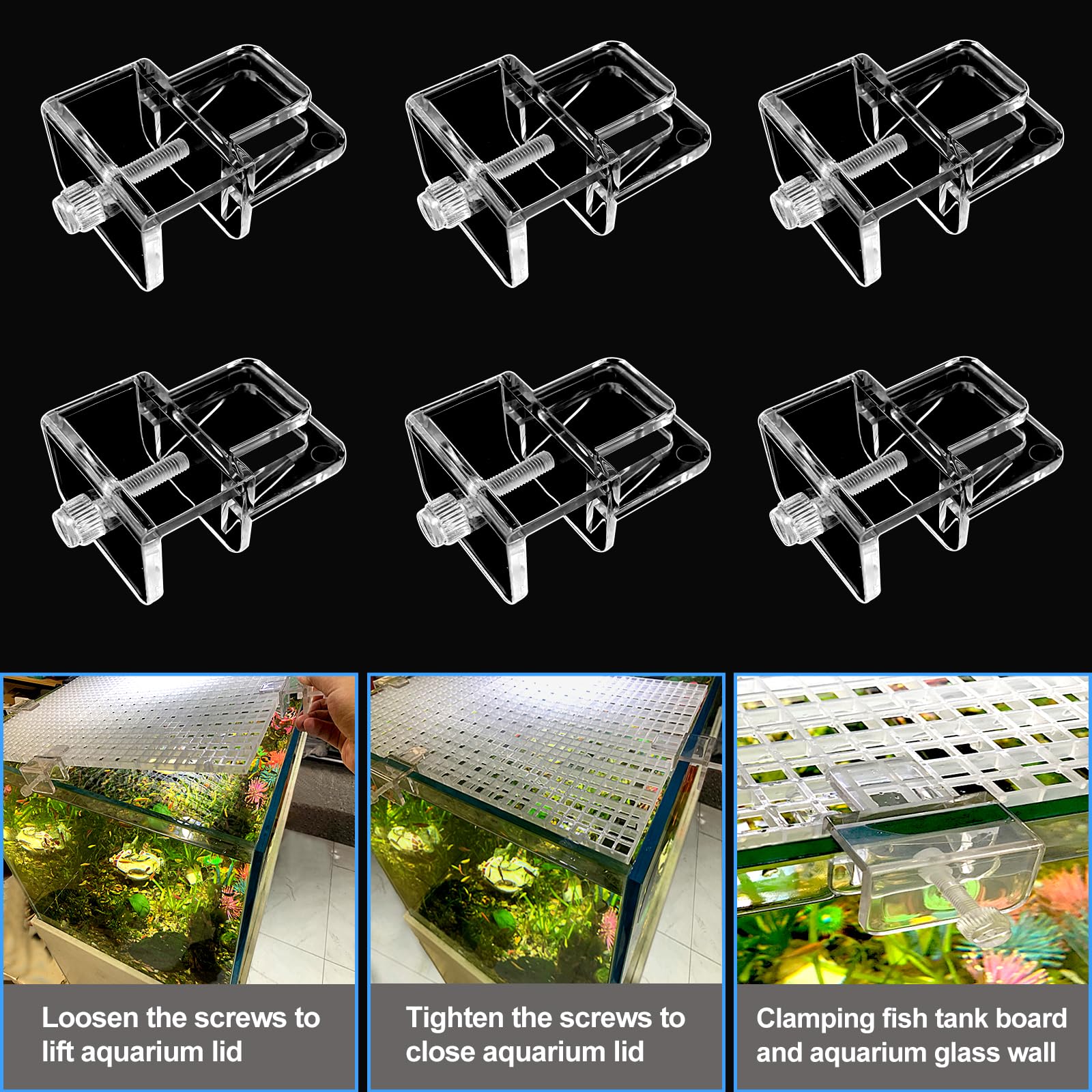 Weramics kit-clips-couvercle-aquarium-6-pièces montage rapide et sûr