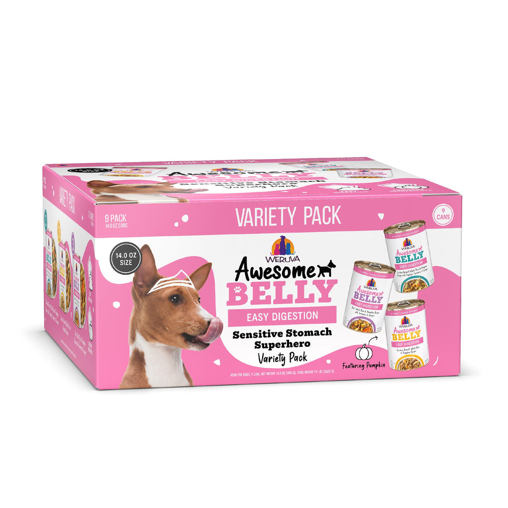 Weruva Awesome Belly pâtée chien estomac sensible dans bol, alimentation quotidienne possible.