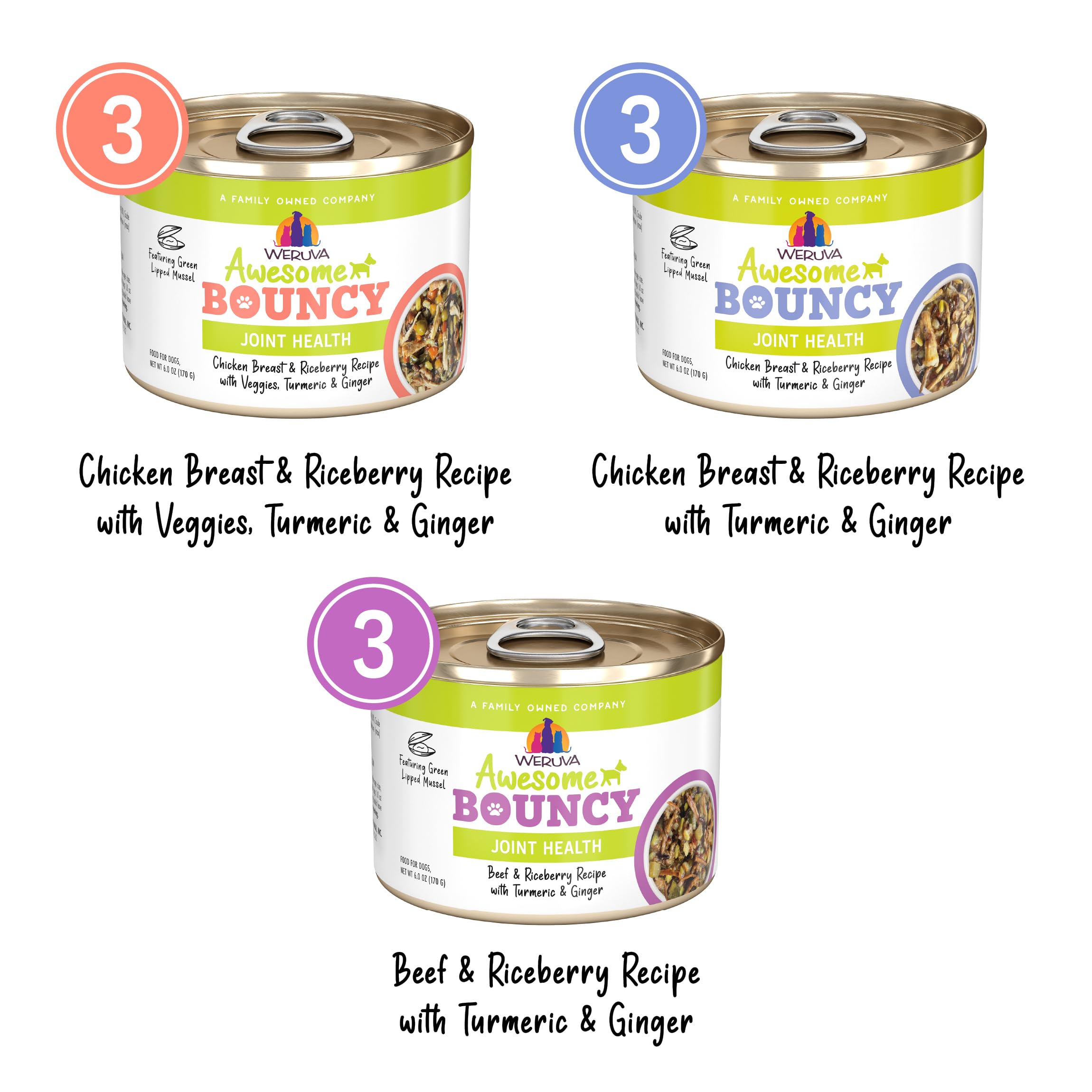 Weruva Awesome Bouncy Magnificent Mobility, texture humide, expérience alimentaire agréable pour chien.