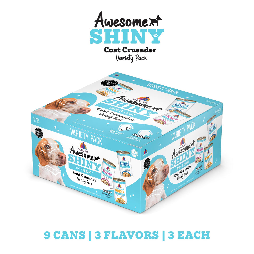 Ingrédients de qualité visibles dans Weruva Awesome Shiny pour une alimentation naturelle.