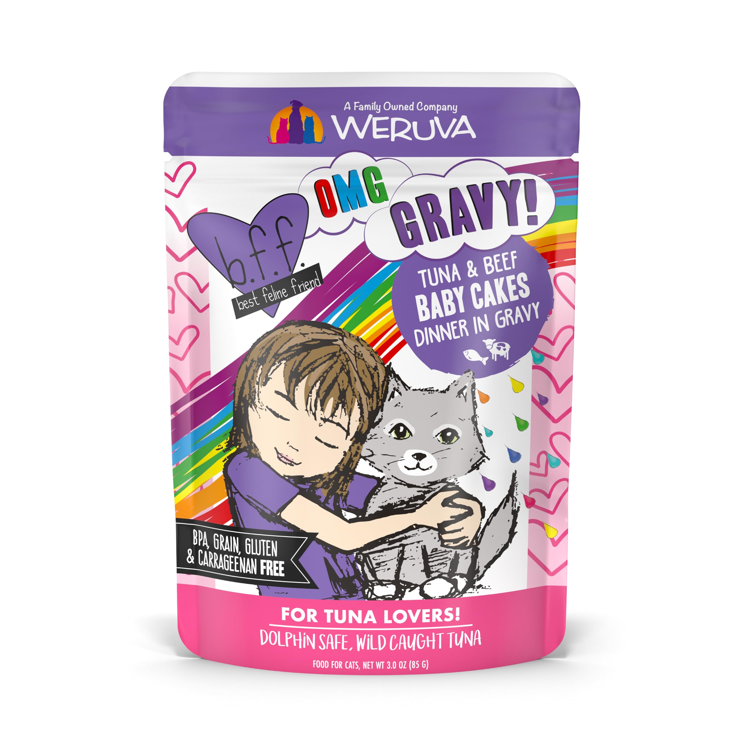Weruva Baby Cakes thon et boeuf en sauce, bouchées juteuses pour chat