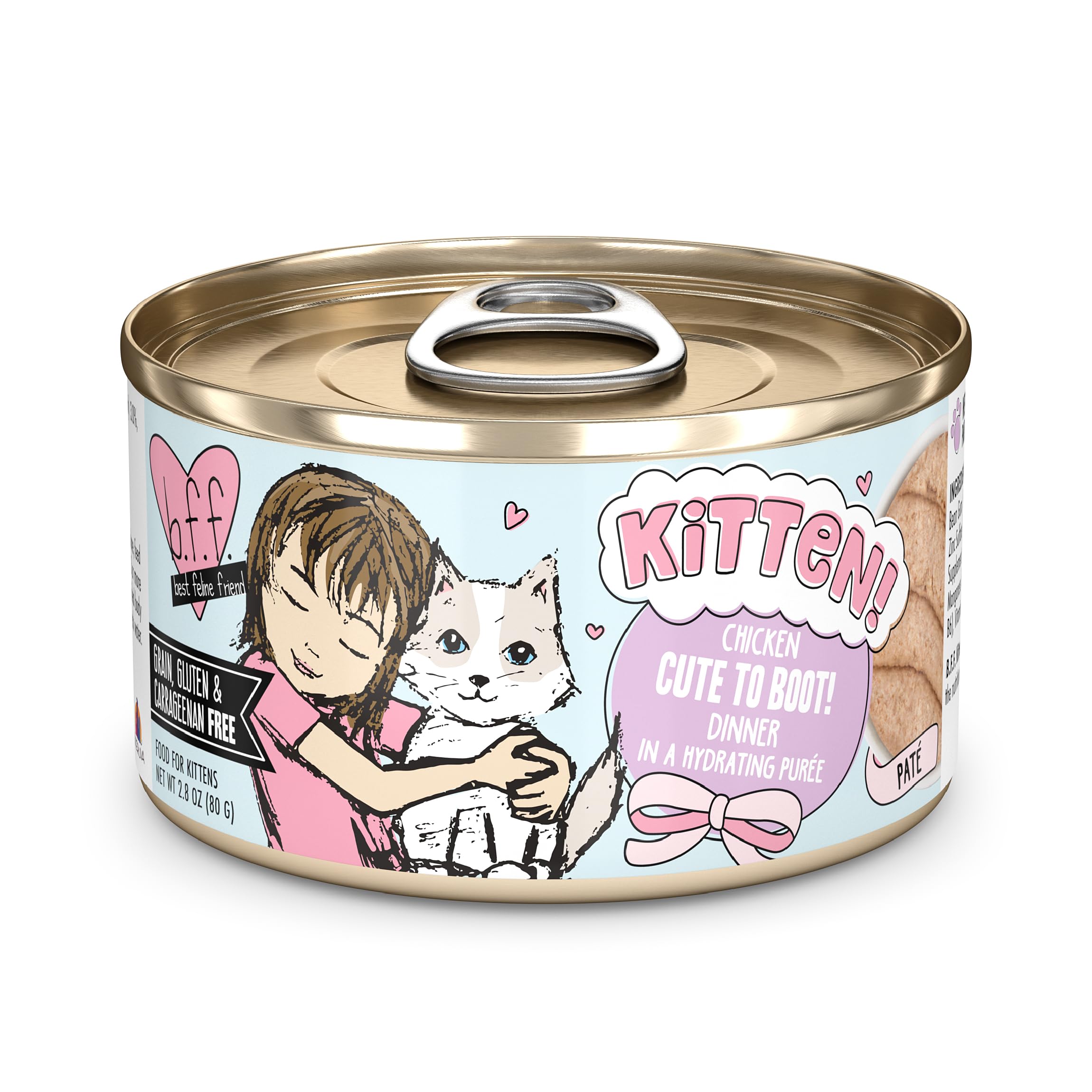 Weruva B.F.F. Kitten poulet purée hydratante, emballage pratique de 12 boîtes.
