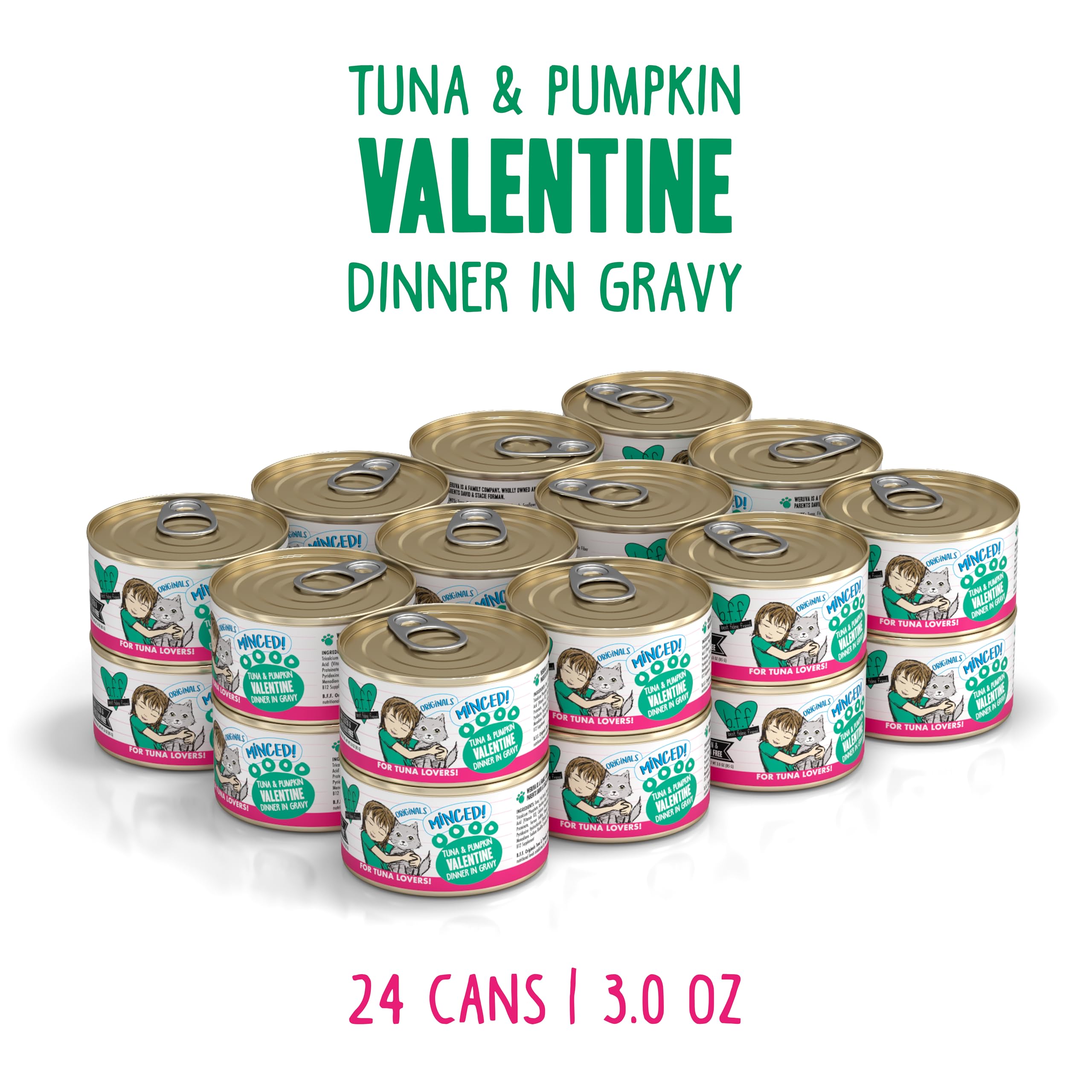 Weruva BFF Mince Thon Potiron Valentine en Jus — thon tendre, potiron fin.