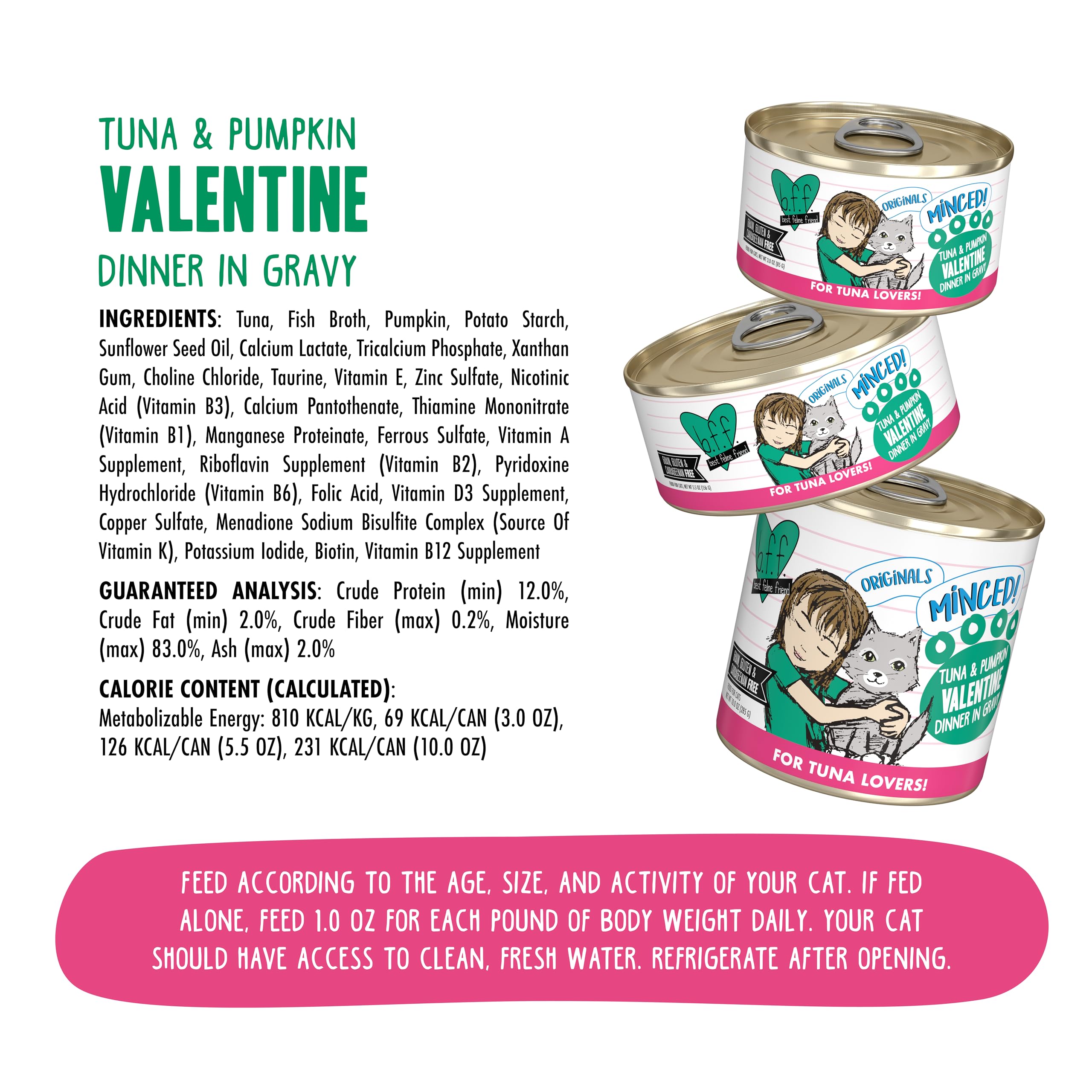 Weruva BFF Minced Valentine: portions de 10 oz, pack de 12 pratiques.