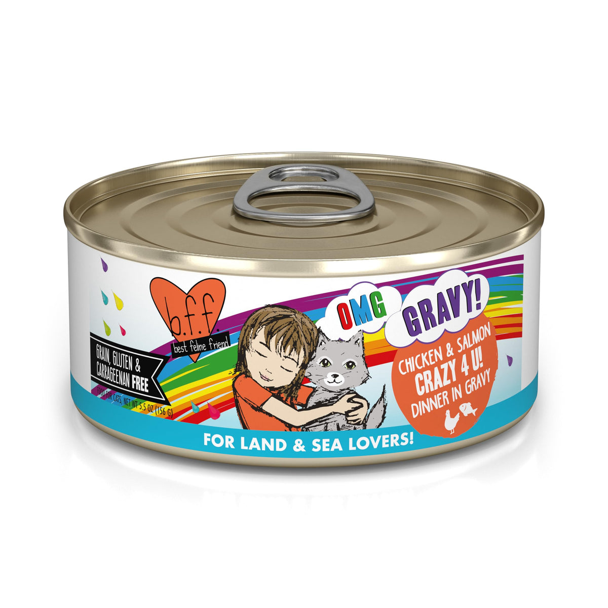 Weruva B.F.F. OMG : boîte chat poulet et saumon dans sauce onctueuse.