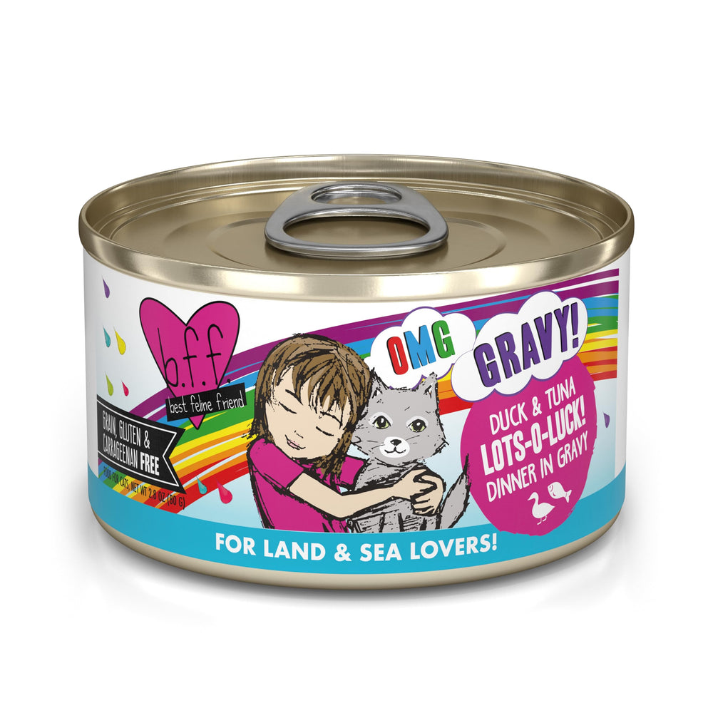 Weruva B.F.F. OMG canard et thon dans sauce, repas savoureux pour chats.