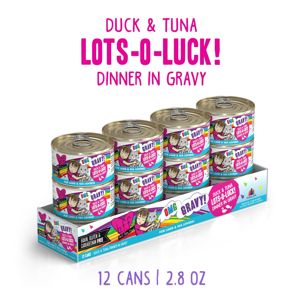 Weruva B.F.F. OMG morceaux tendres canard-thon dans sauce savoureuse.