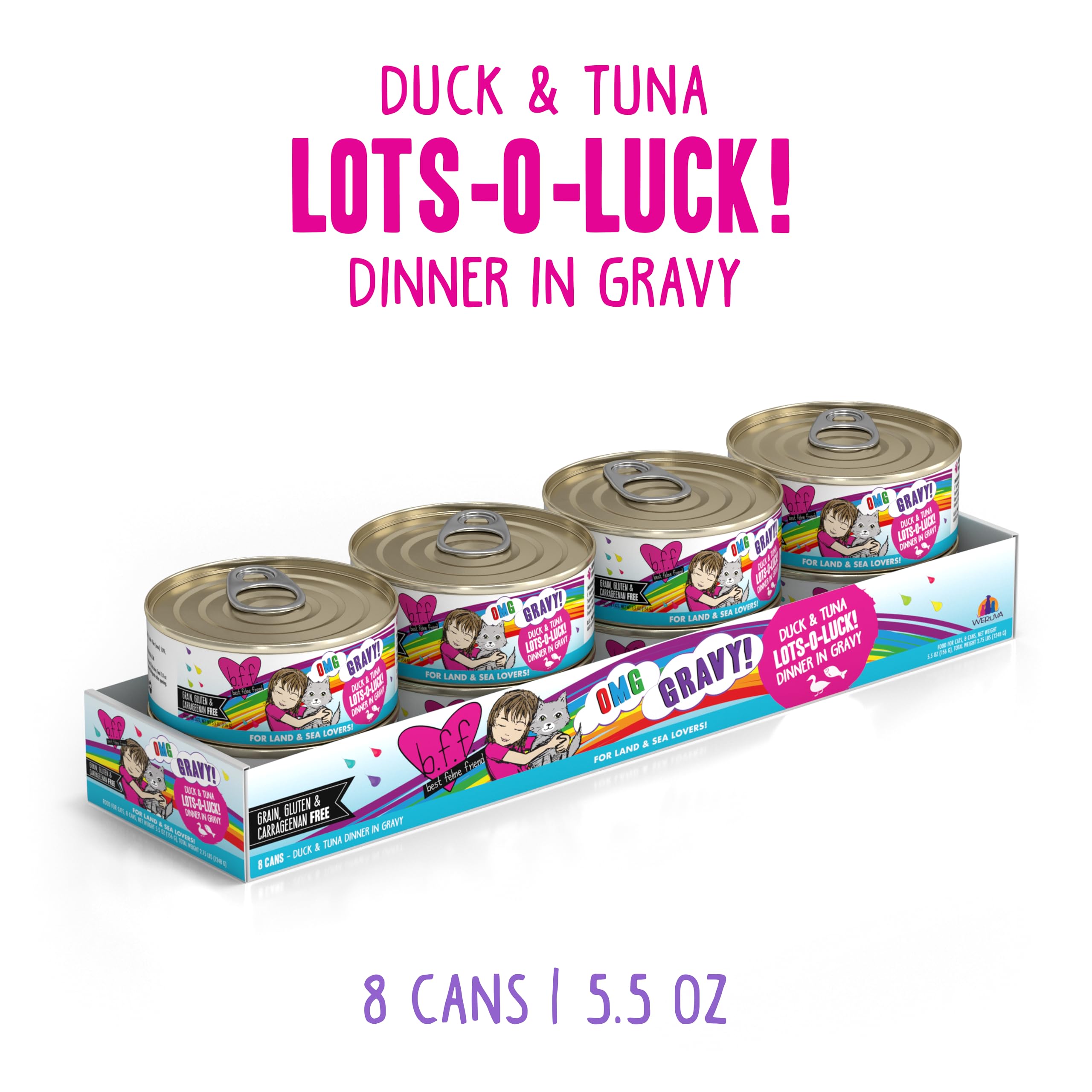 Weruva B.F.F. OMG: morceaux tendres en sauce, texture séduisante pour chats.