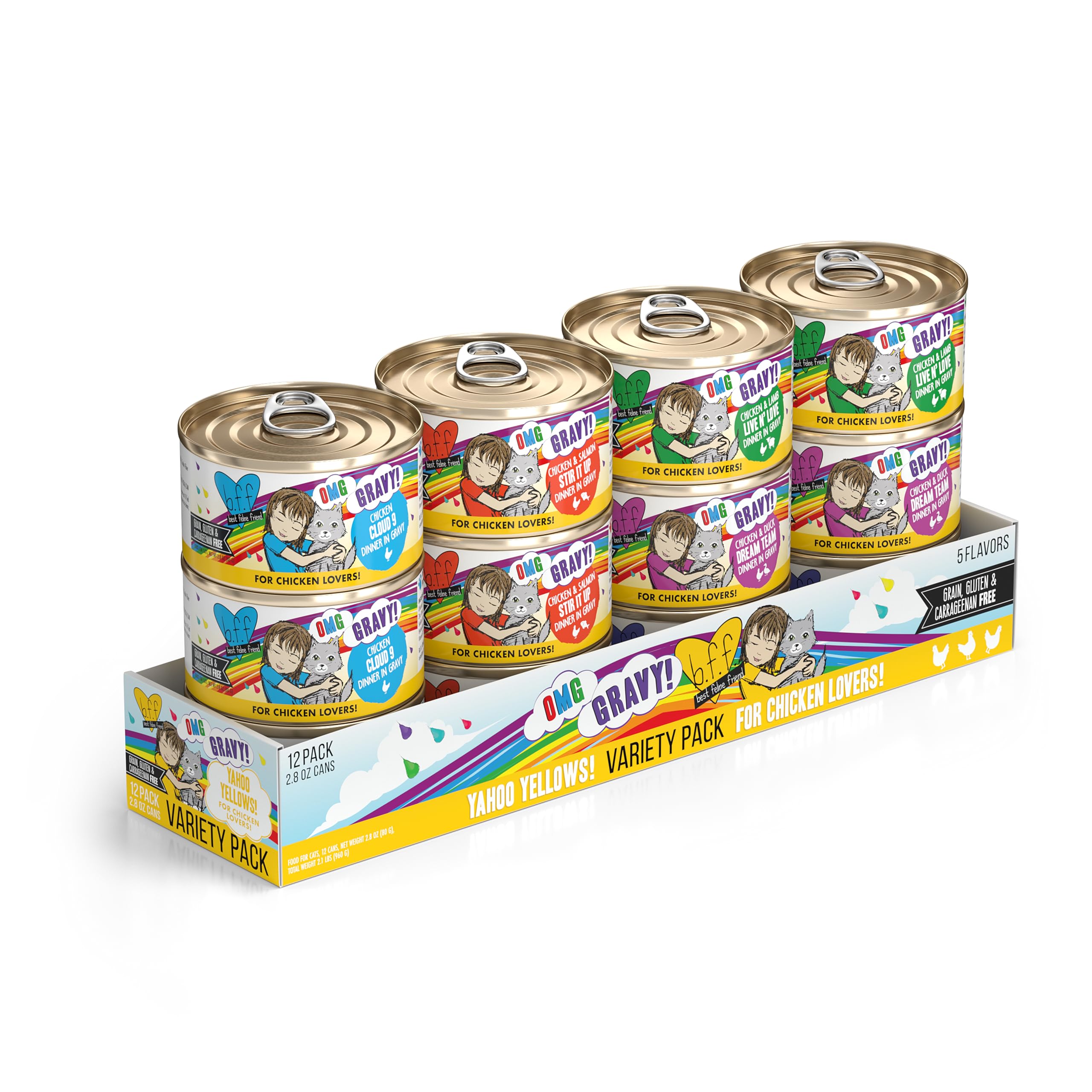 Weruva B.F.F. OMG Oh My Gravy Yahoo Jaunes, ensemble varié prêt à offrir une saveur pour chat.