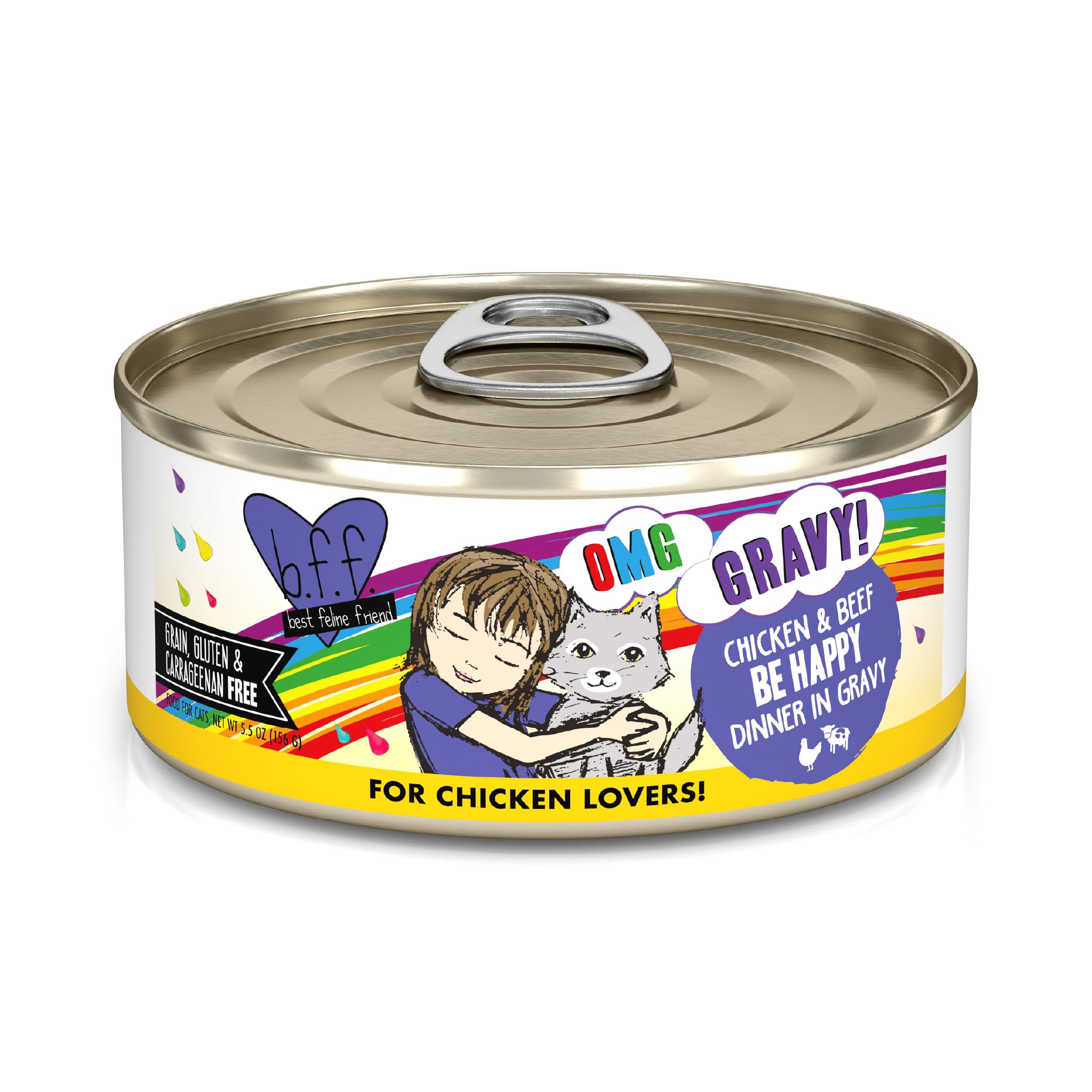 Weruva B.F.F. OMG: poulet et boeuf en sauce onctueuse, repas humide parfait.