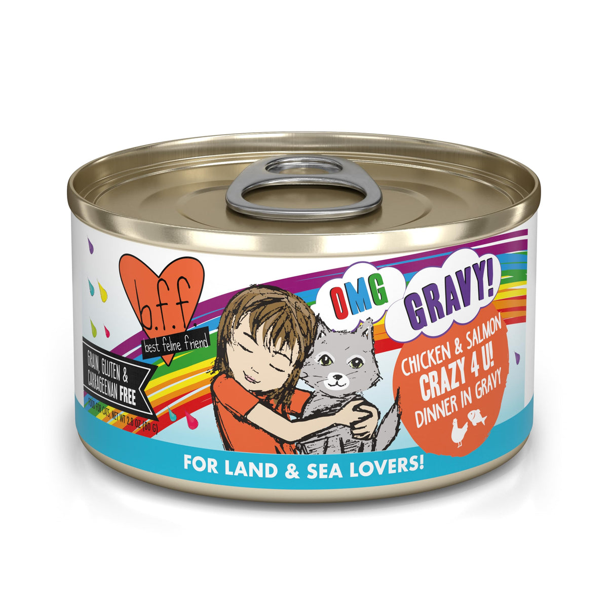 Weruva B.F.F. OMG : poulet et saumon en sauce au jus pour félin gourmand.