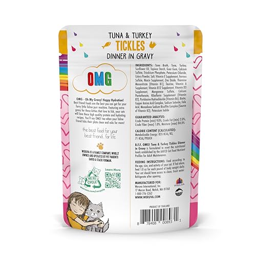 Weruva B.F.F. OMG sachet 3oz, portions pratiques pour repas quotidien.