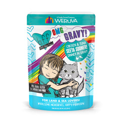 Weruva B.F.F. OMG, sachet poulet-thon en sauce prêt à servir, saveur riche.