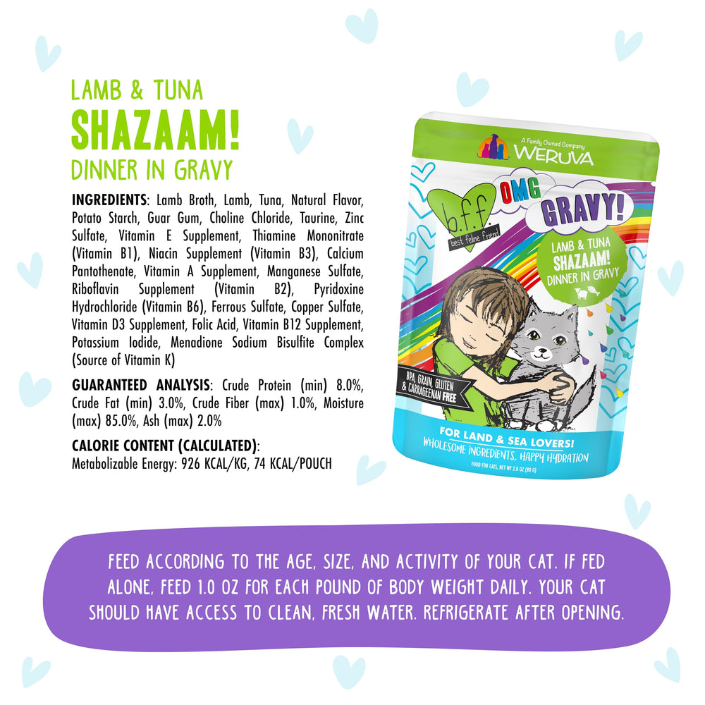 Weruva B.F.F OMG Shazaam sans carraghénane, saveur riche.