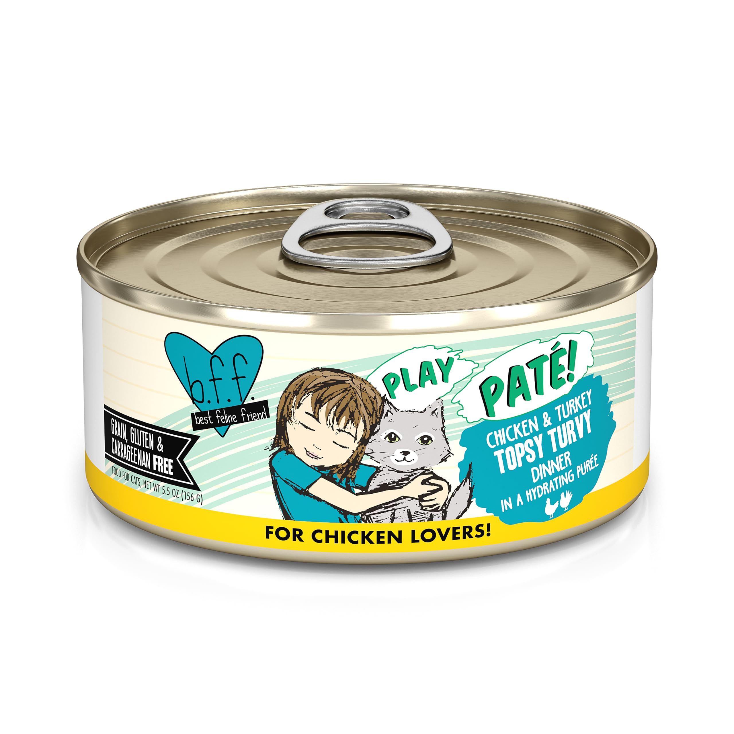 Weruva B.F.F. Play Pâté Lovers Aw Yeah – texture crémeuse au poulet et à la dinde.