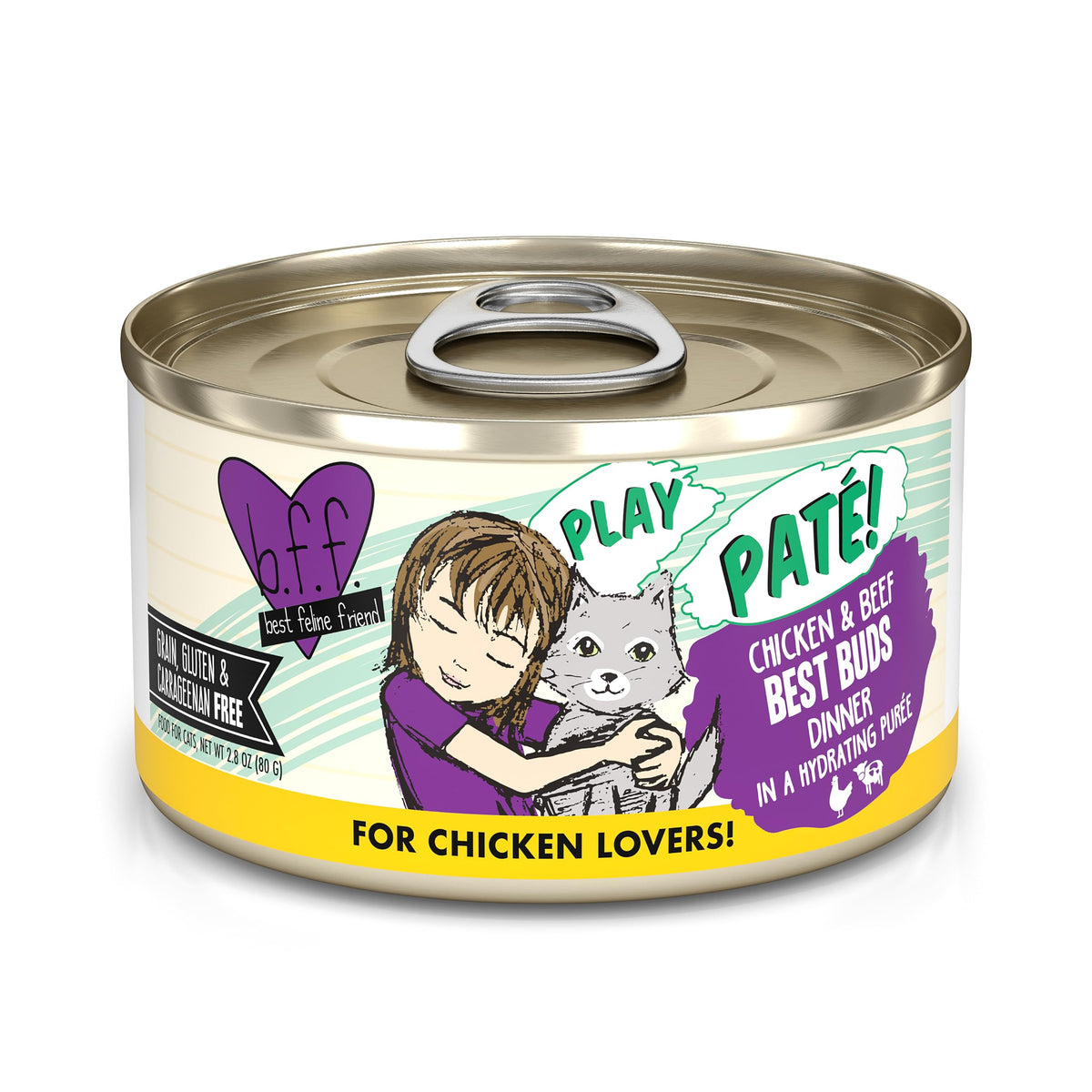 Weruva B.F.F. Play pate poulet et boeuf, pack12 pratique pour repas quotidien.