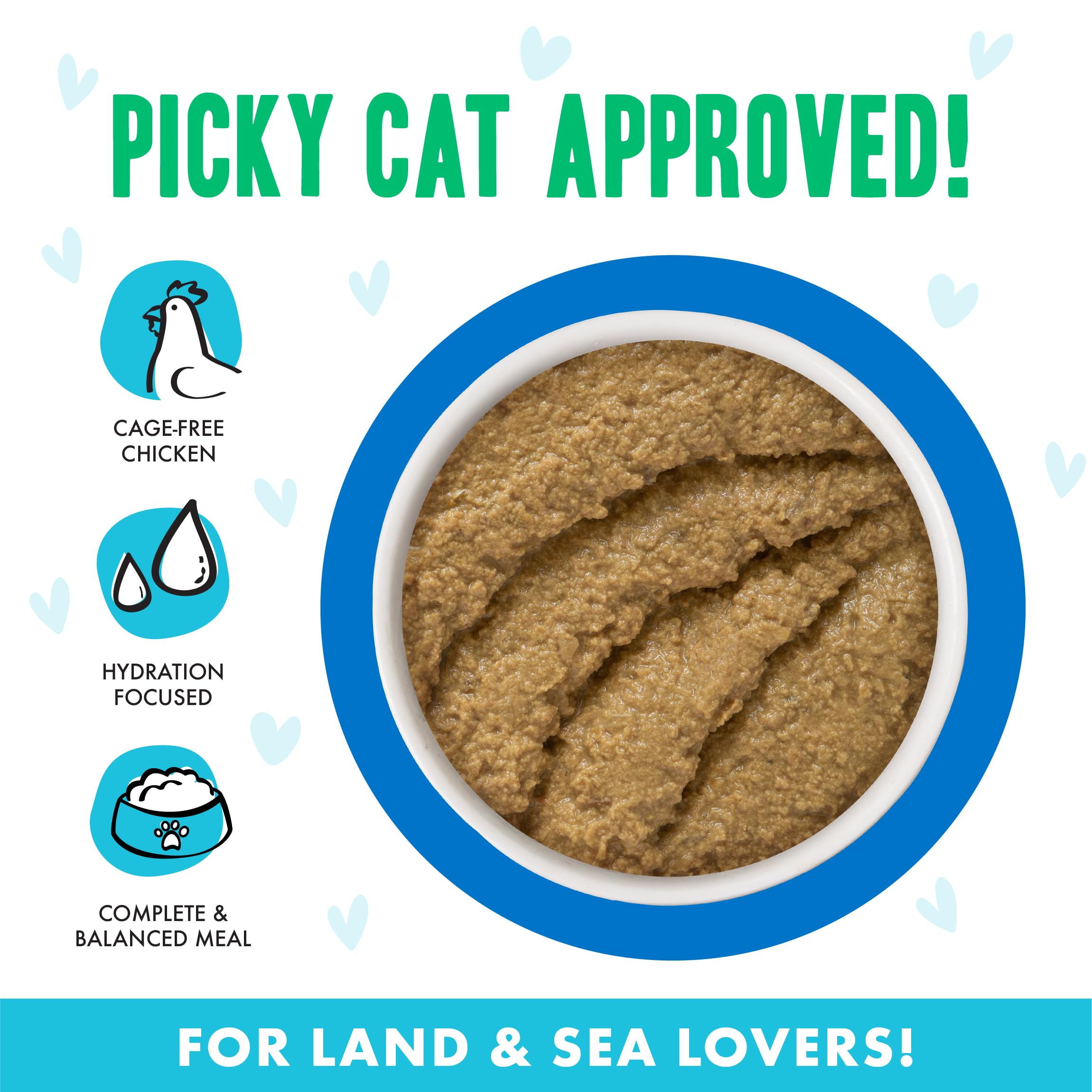 Emballage de 156 g, pâté sans céréales pour chats sensibles.