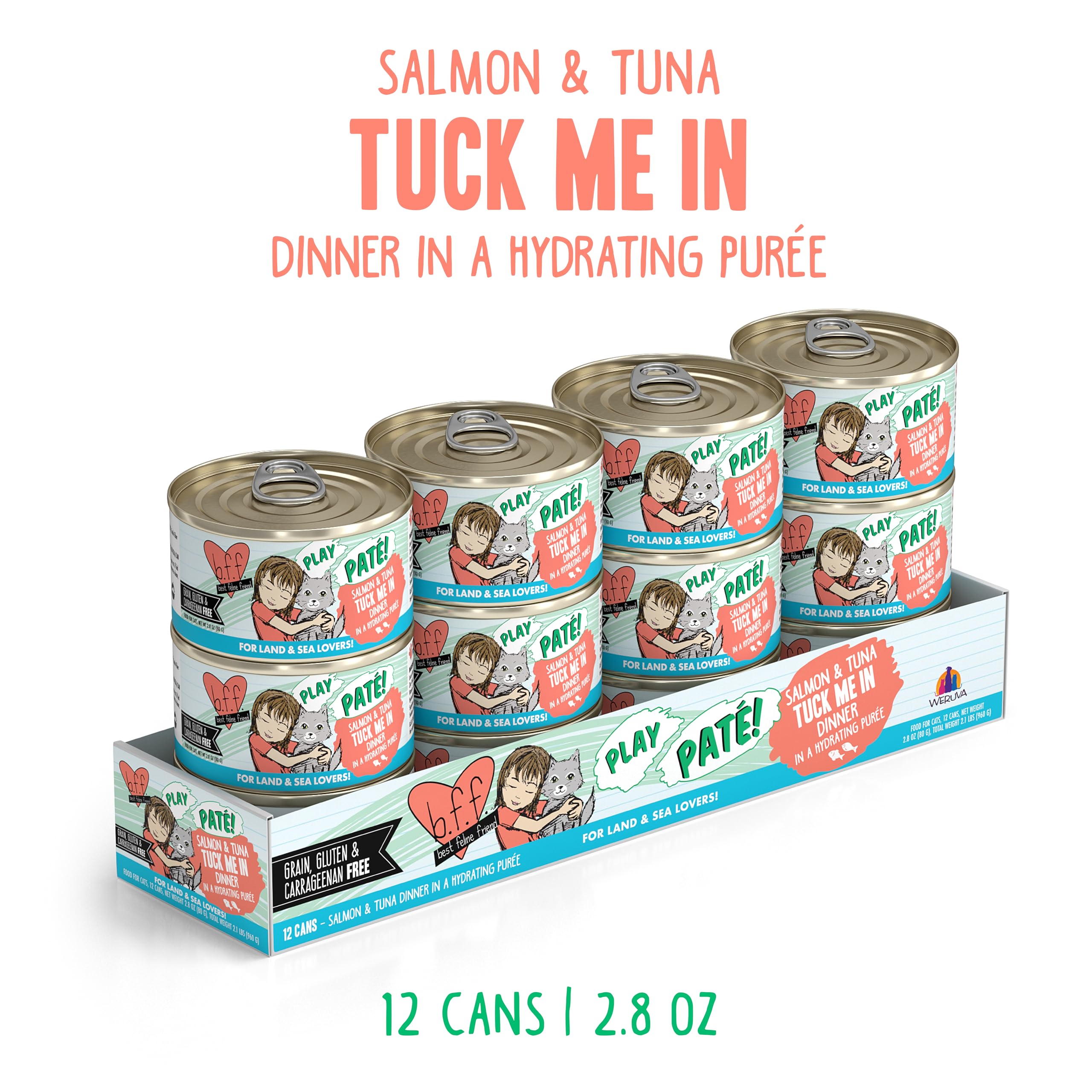 Paté crémeux Weruva B.F.F. Play saumon et thon, boîte pratique 2,8 oz.